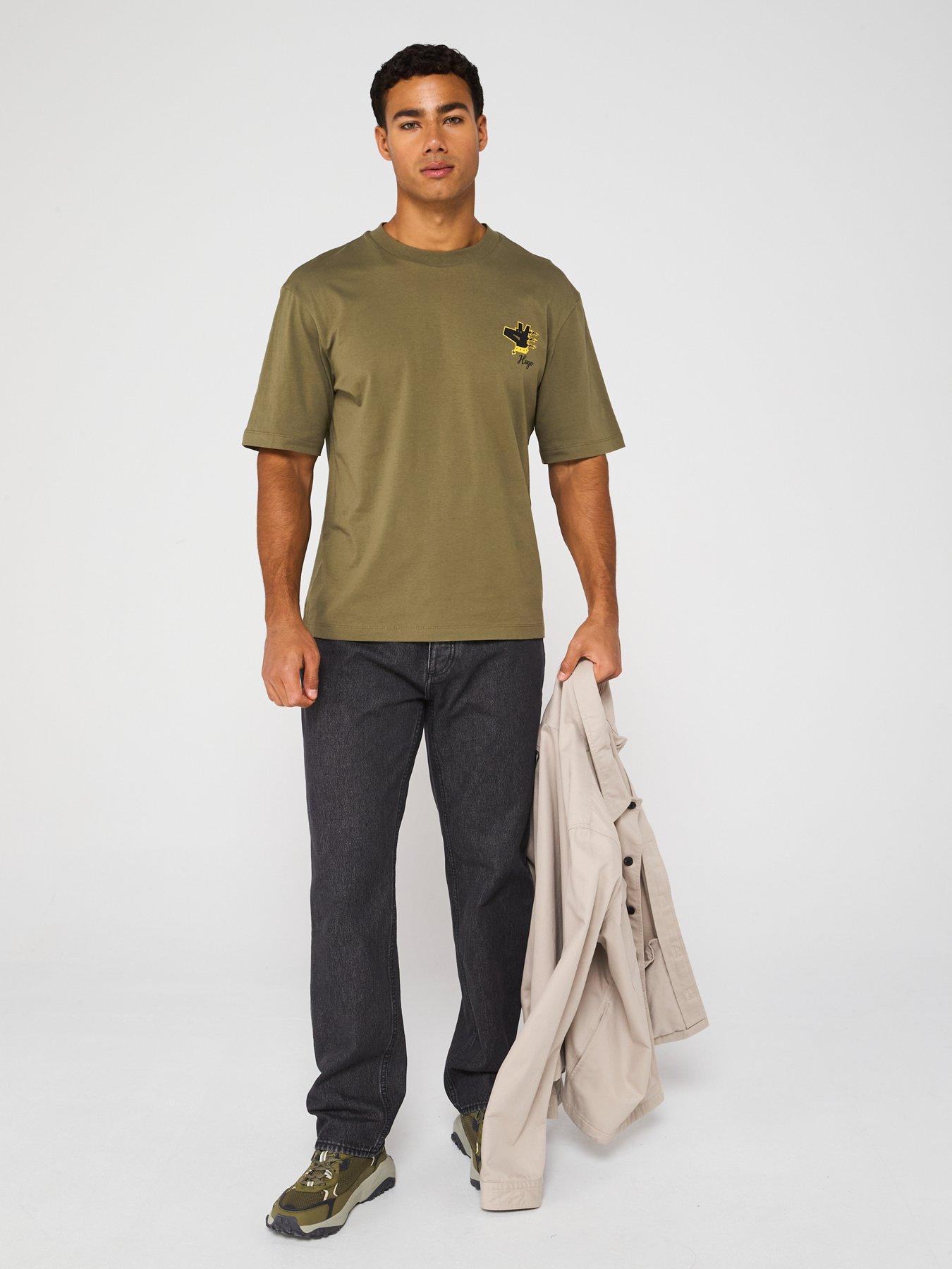  image of hugo-blue-nagulop-dog-back-graphic-relaxed-fit-t-shirt-green