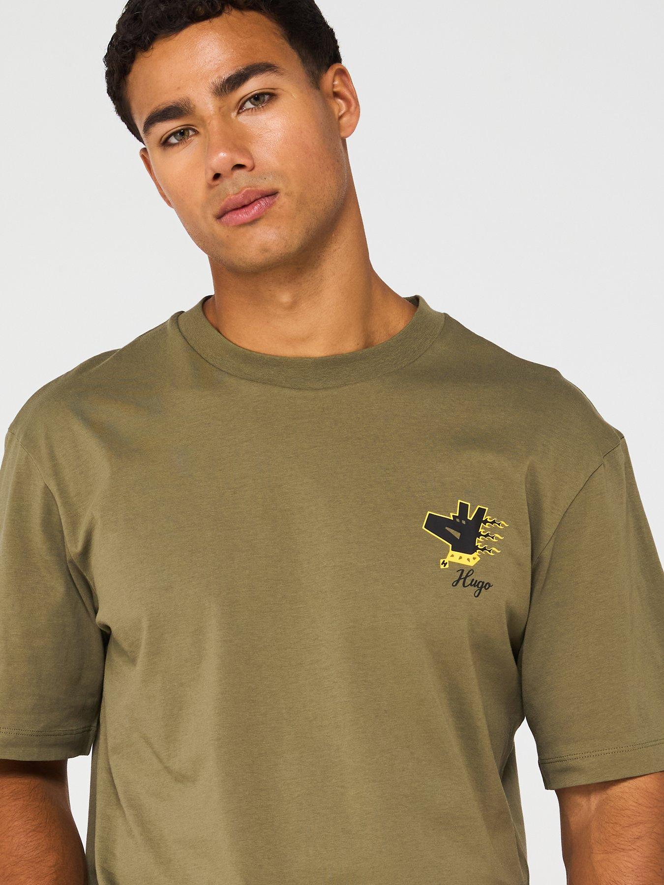  image of hugo-blue-nagulop-dog-back-graphic-relaxed-fit-t-shirt-green
