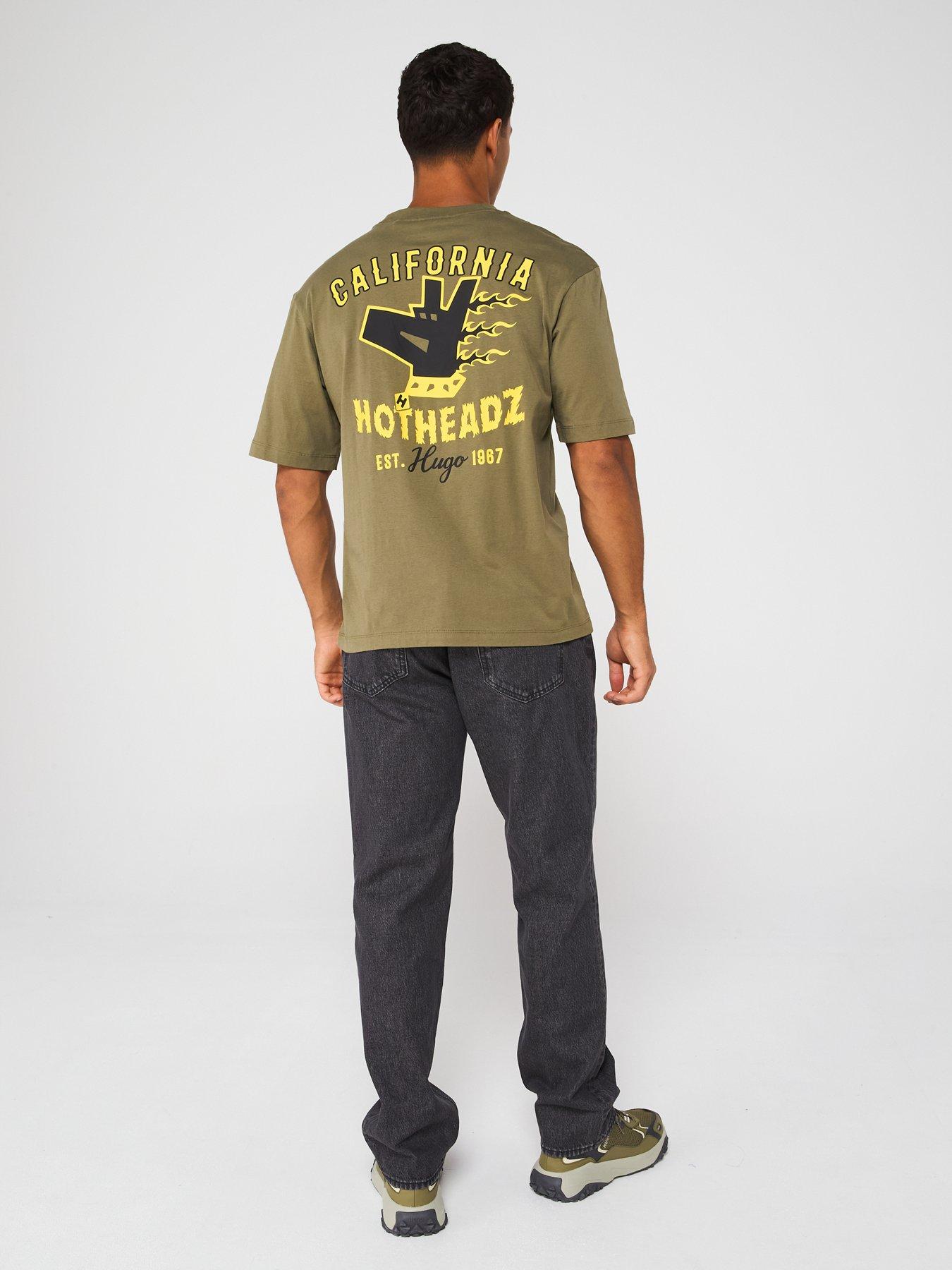  image of hugo-blue-nagulop-dog-back-graphic-relaxed-fit-t-shirt-green