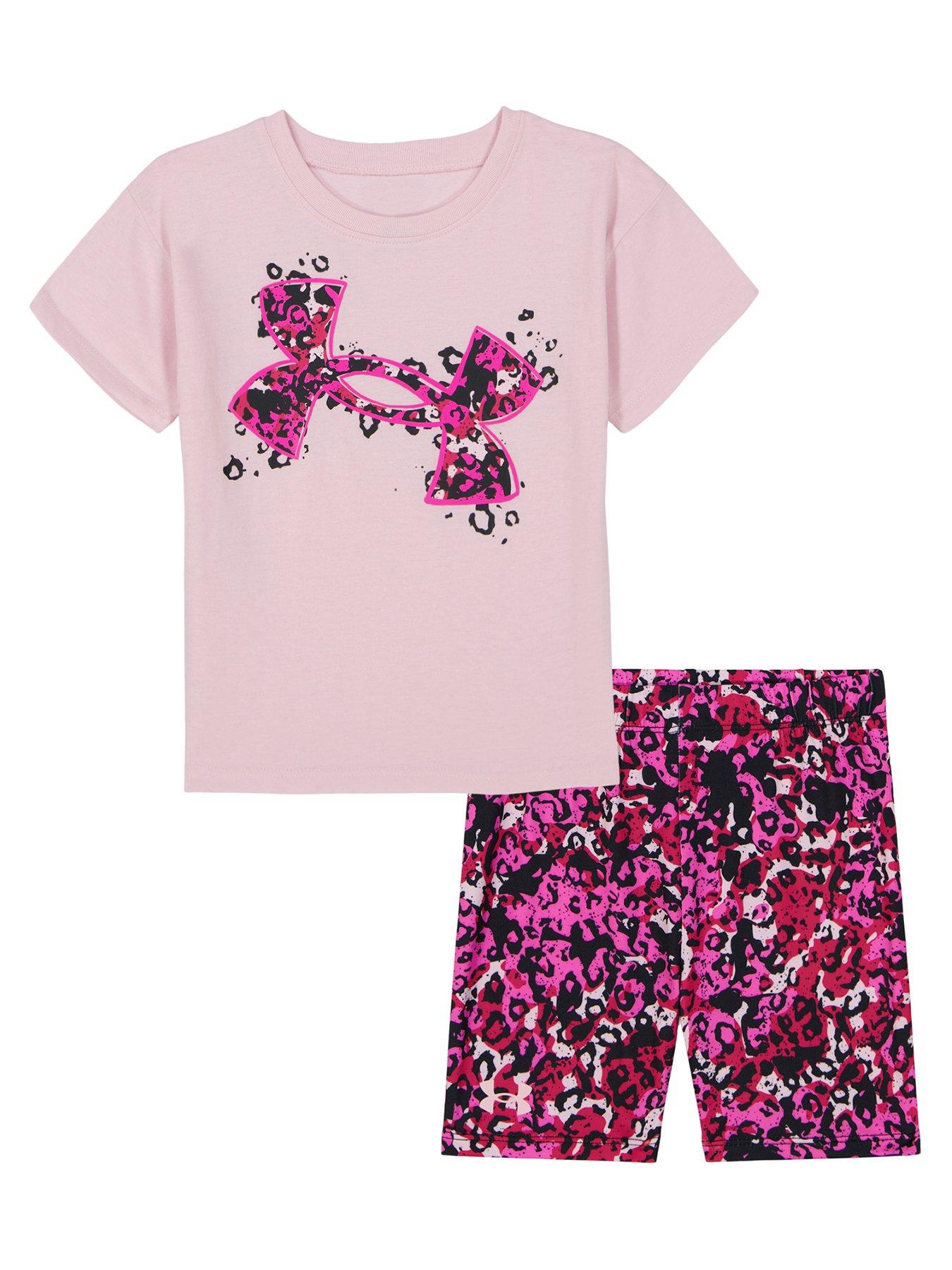 UNDER ARMOUR Kids Girls Printed Bike Short Set - Prime Pink