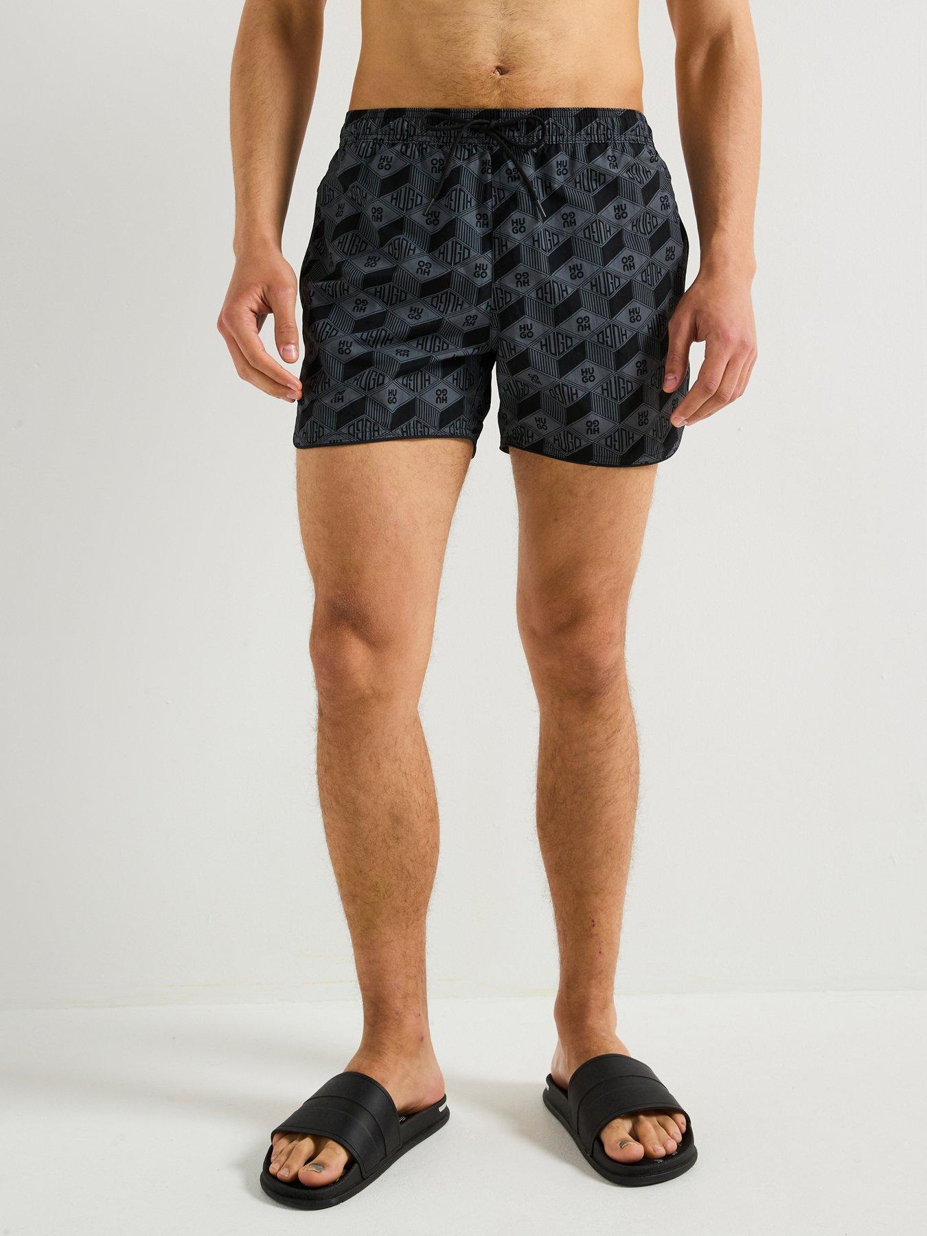  image of hugo-rik-swim-shorts-dark-grey