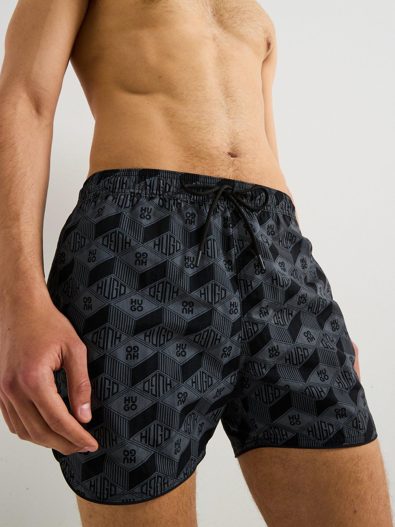  image of hugo-rik-swim-shorts-dark-grey
