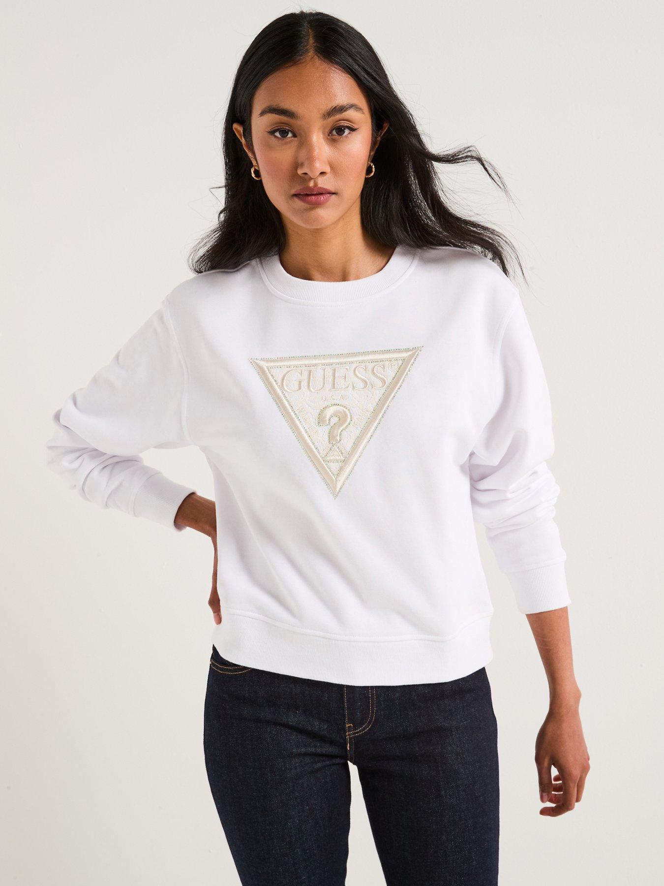 undefined Cn Long Sleeve Lace Triangle Fleece - White