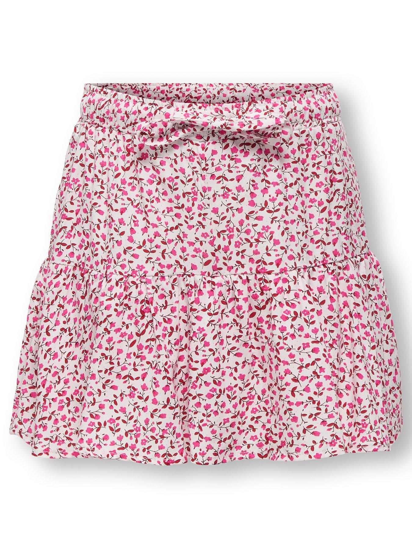 Image 1 of 3 of Only Kids Girls Ditsy Floral Skirt - Fuchsia Fedora