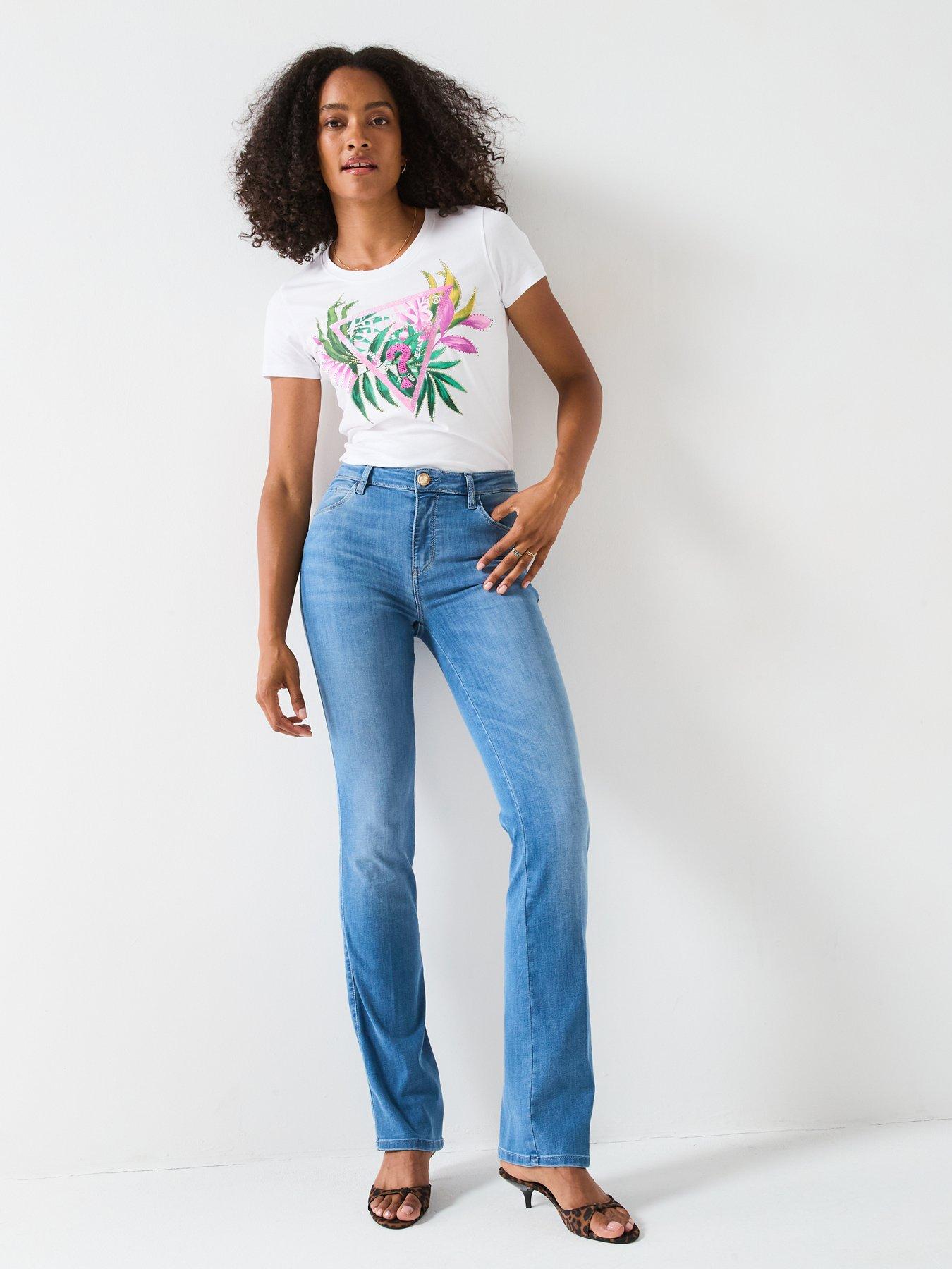 Image 3 of 6 of Guess Short Sleeve Leaf Triangle T-Shirt - White