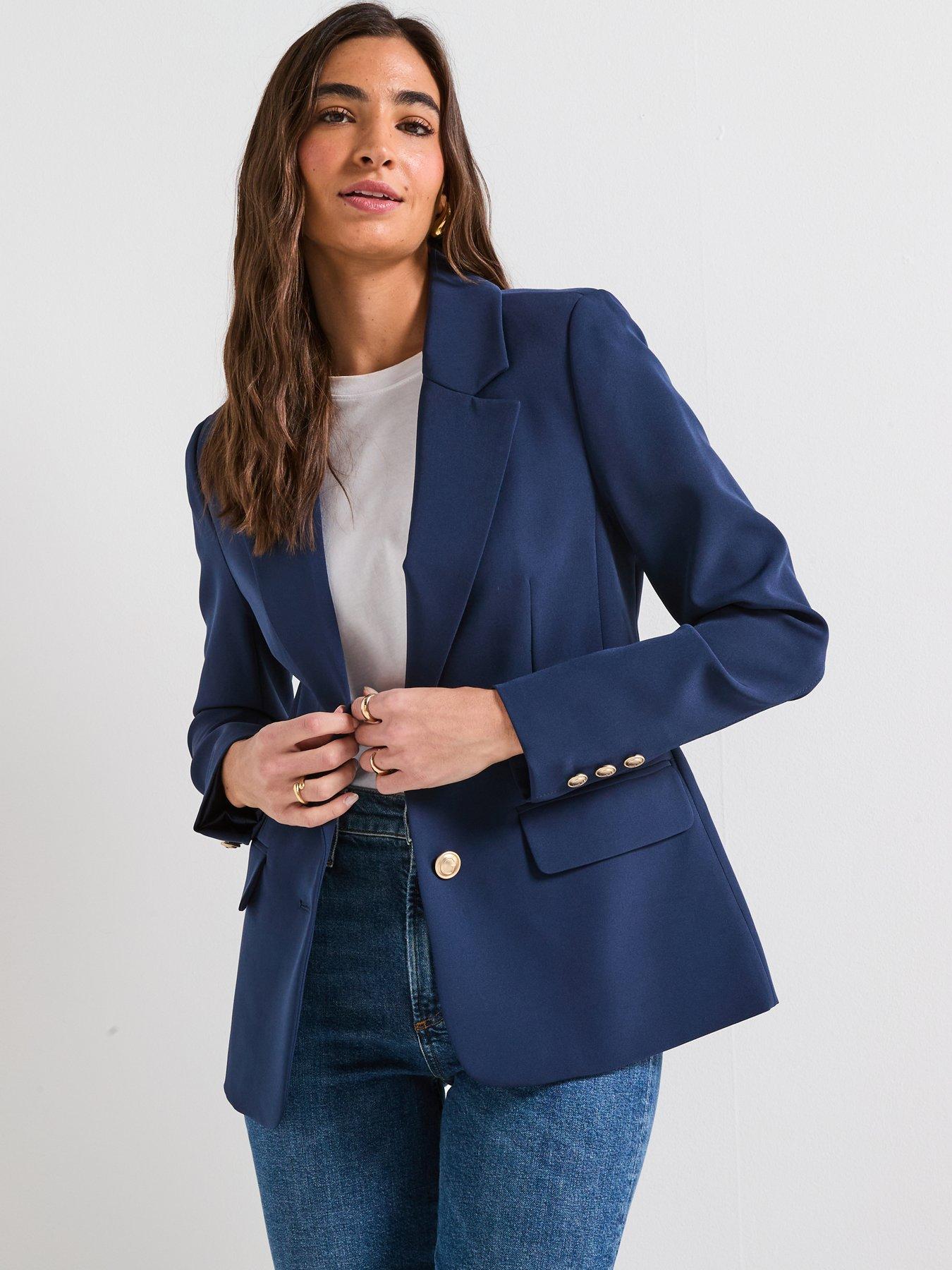 Guess Andree Single Breast Blazer - Blue