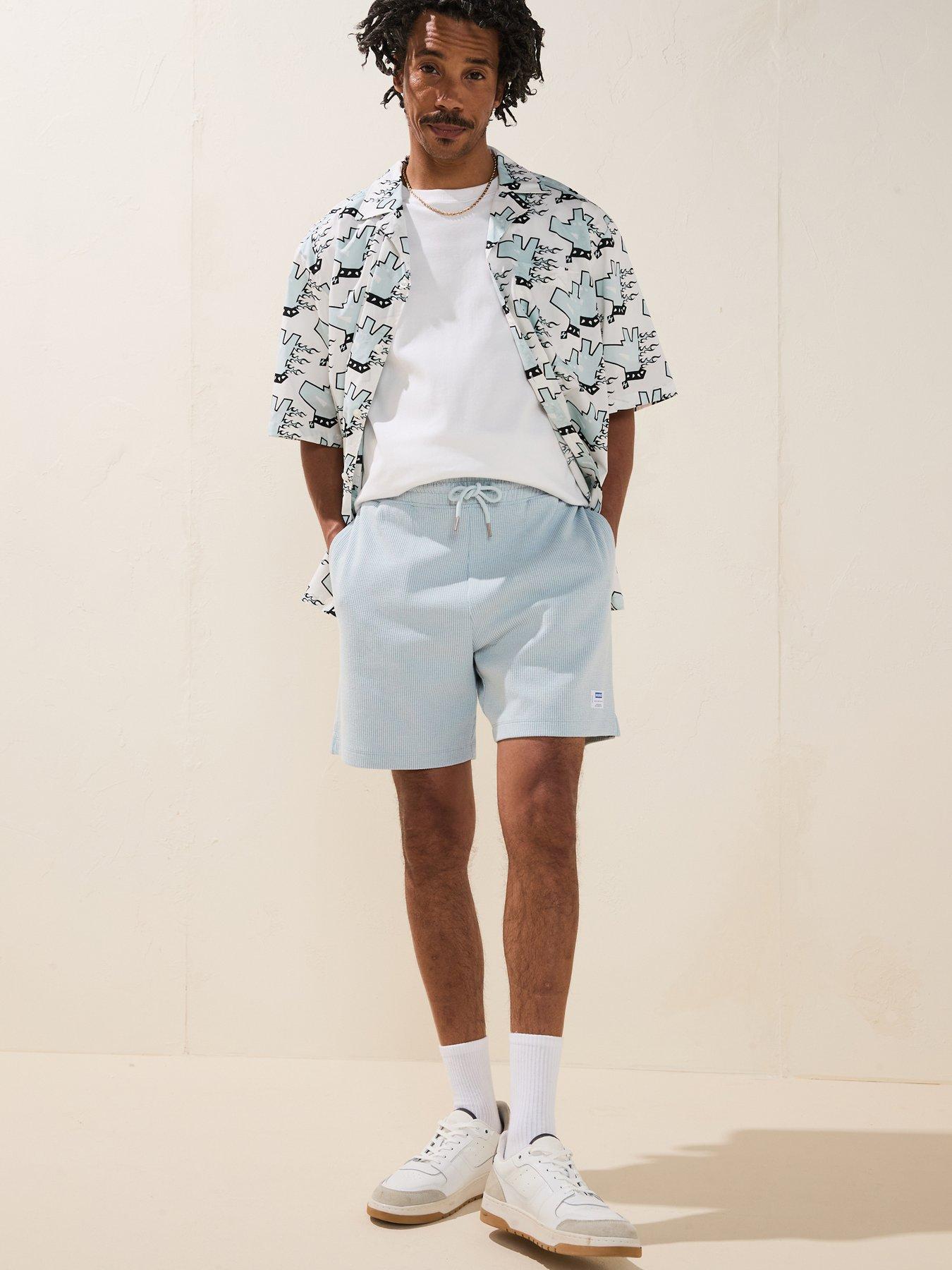 hugo-blue-nuwafflo-waffle-loose-fit-jersey-shorts-open-blue