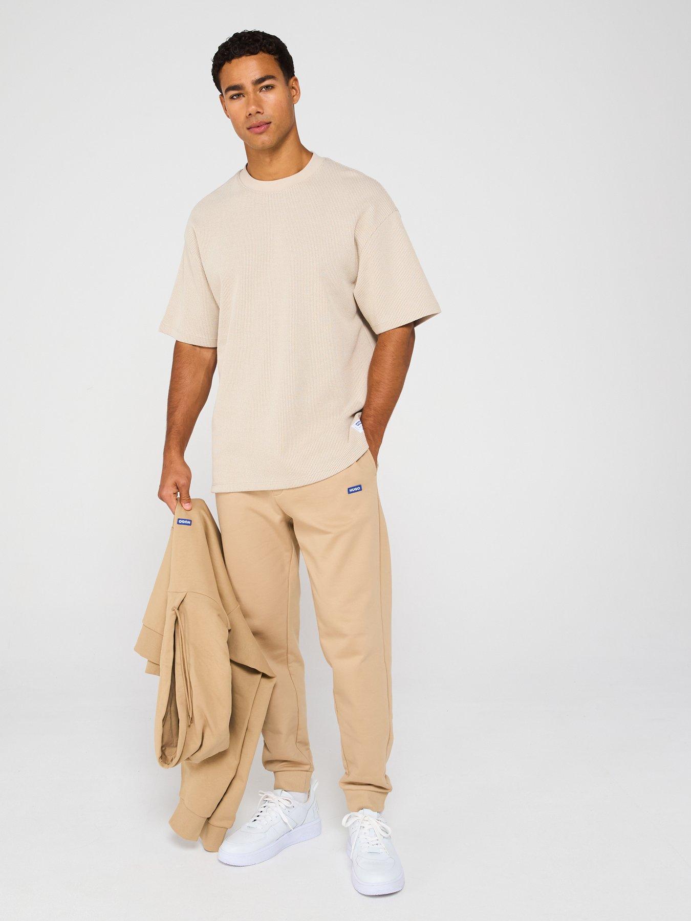  image of hugo-blue-nuwafflo-waffle-loose-fit-t-shirt-off-white