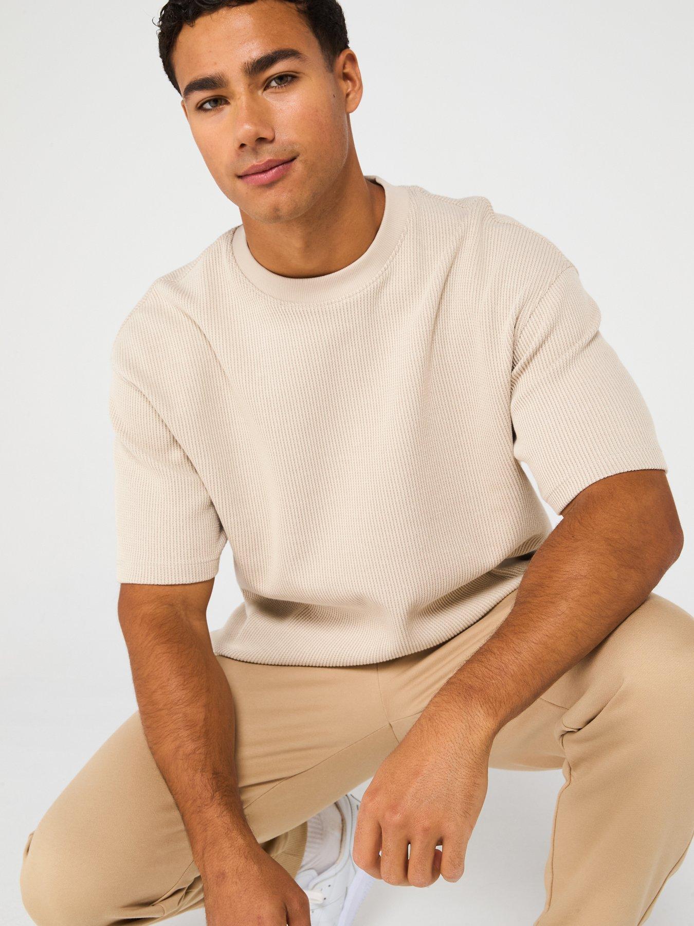  image of hugo-blue-nuwafflo-waffle-loose-fit-t-shirt-off-white