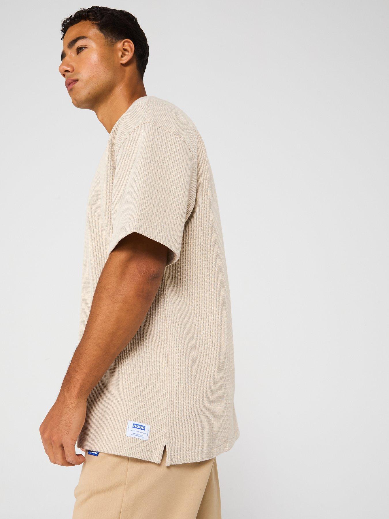  image of hugo-blue-nuwafflo-waffle-loose-fit-t-shirt-off-white