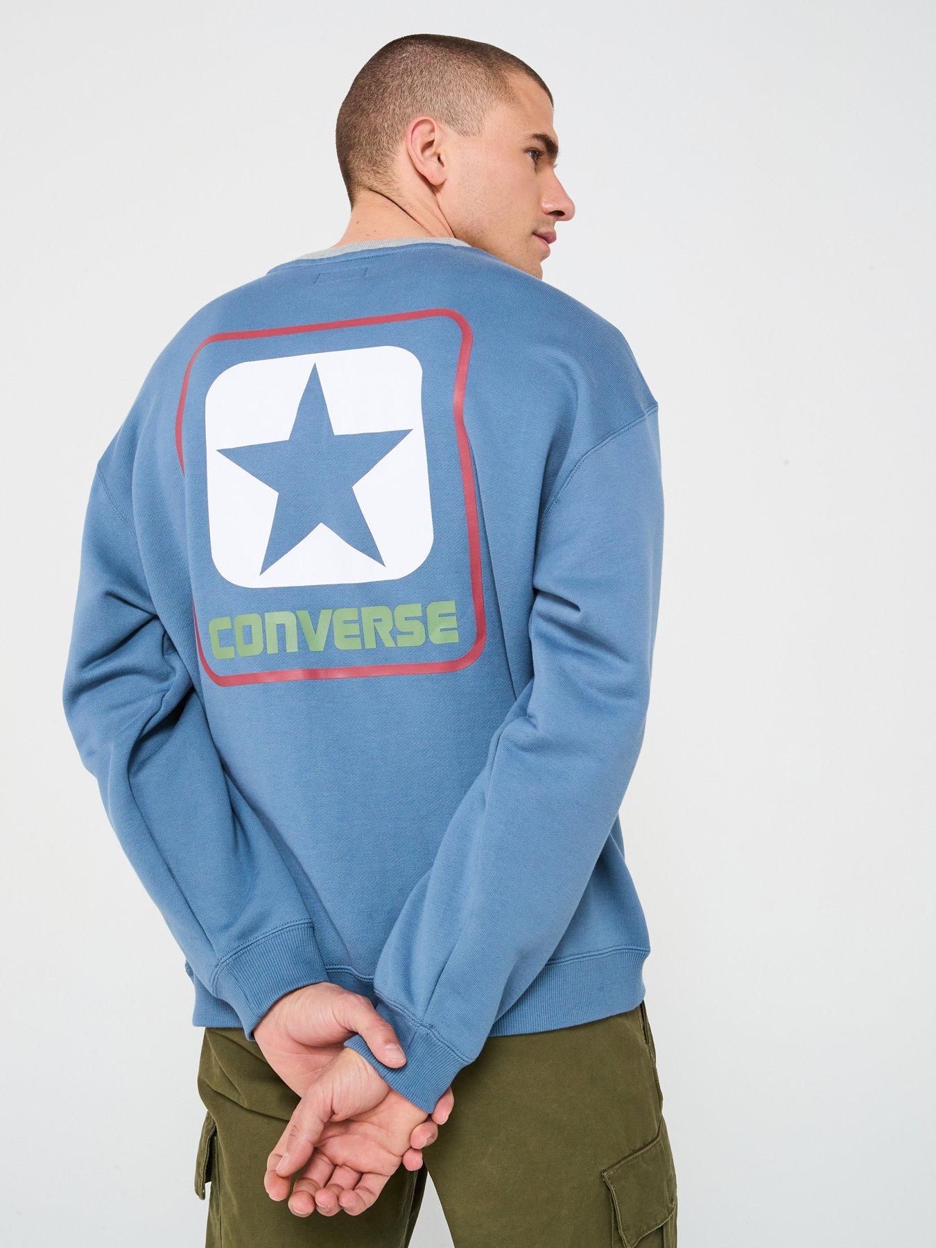 Image 1 of 4 of Converse Men's Box Star Ringer Crew Neck Sweatshirt &nbsp;- Blue