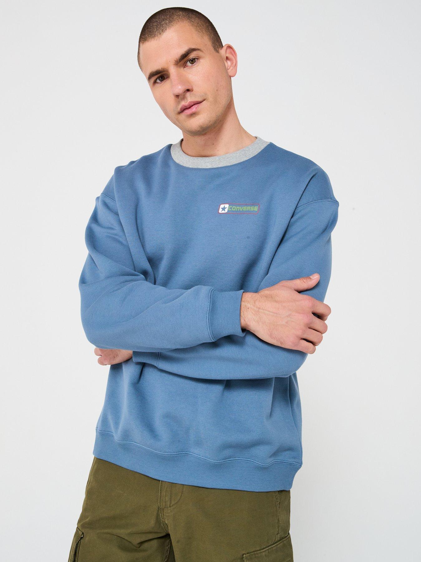 Image 2 of 4 of Converse Men's Box Star Ringer Crew Neck Sweatshirt &nbsp;- Blue