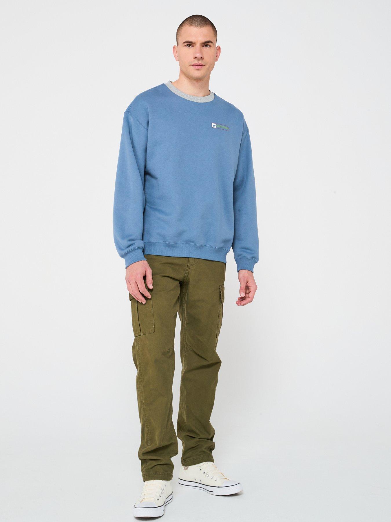 Image 3 of 4 of Converse Men's Box Star Ringer Crew Neck Sweatshirt &nbsp;- Blue