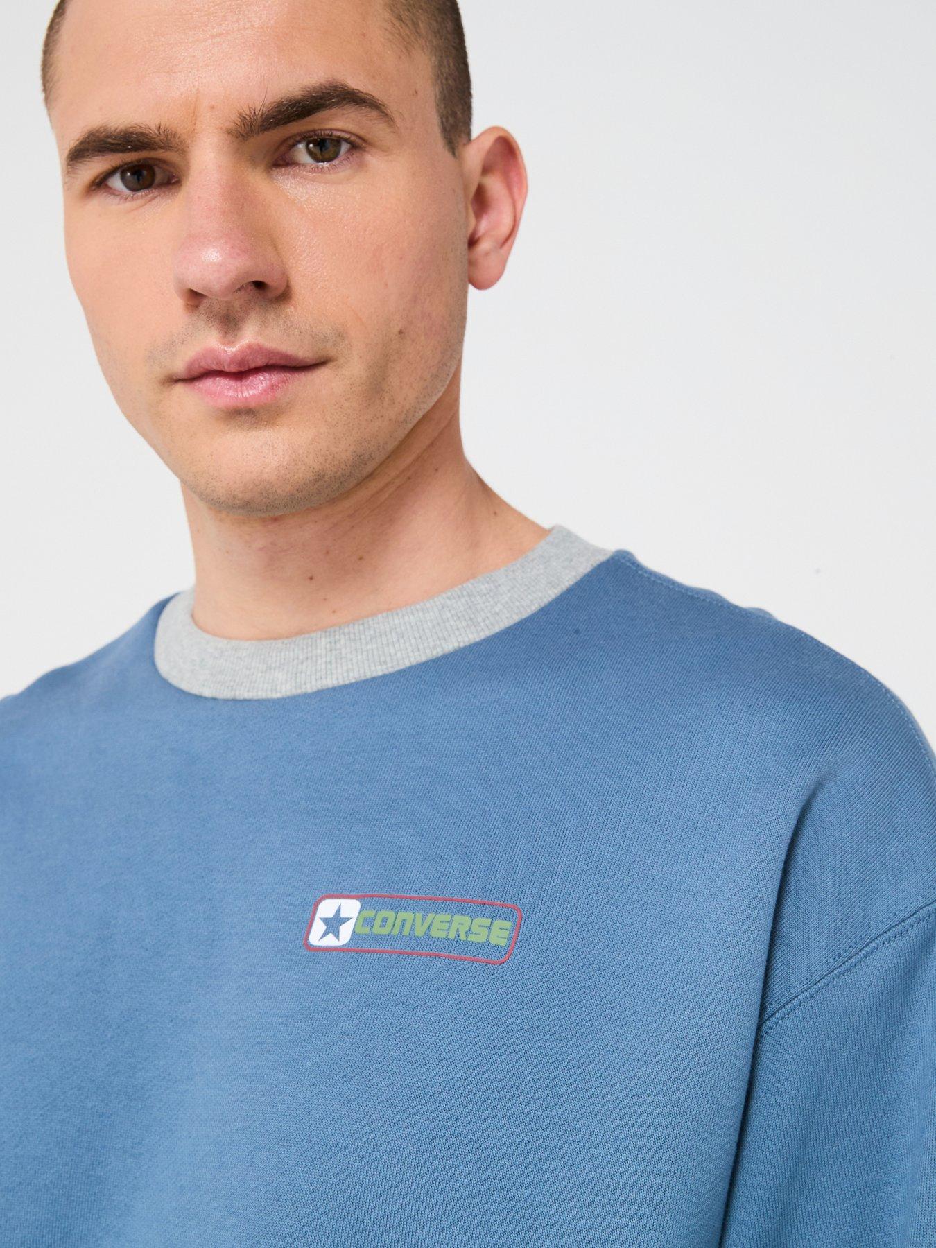 Image 4 of 4 of Converse Men's Box Star Ringer Crew Neck Sweatshirt &nbsp;- Blue