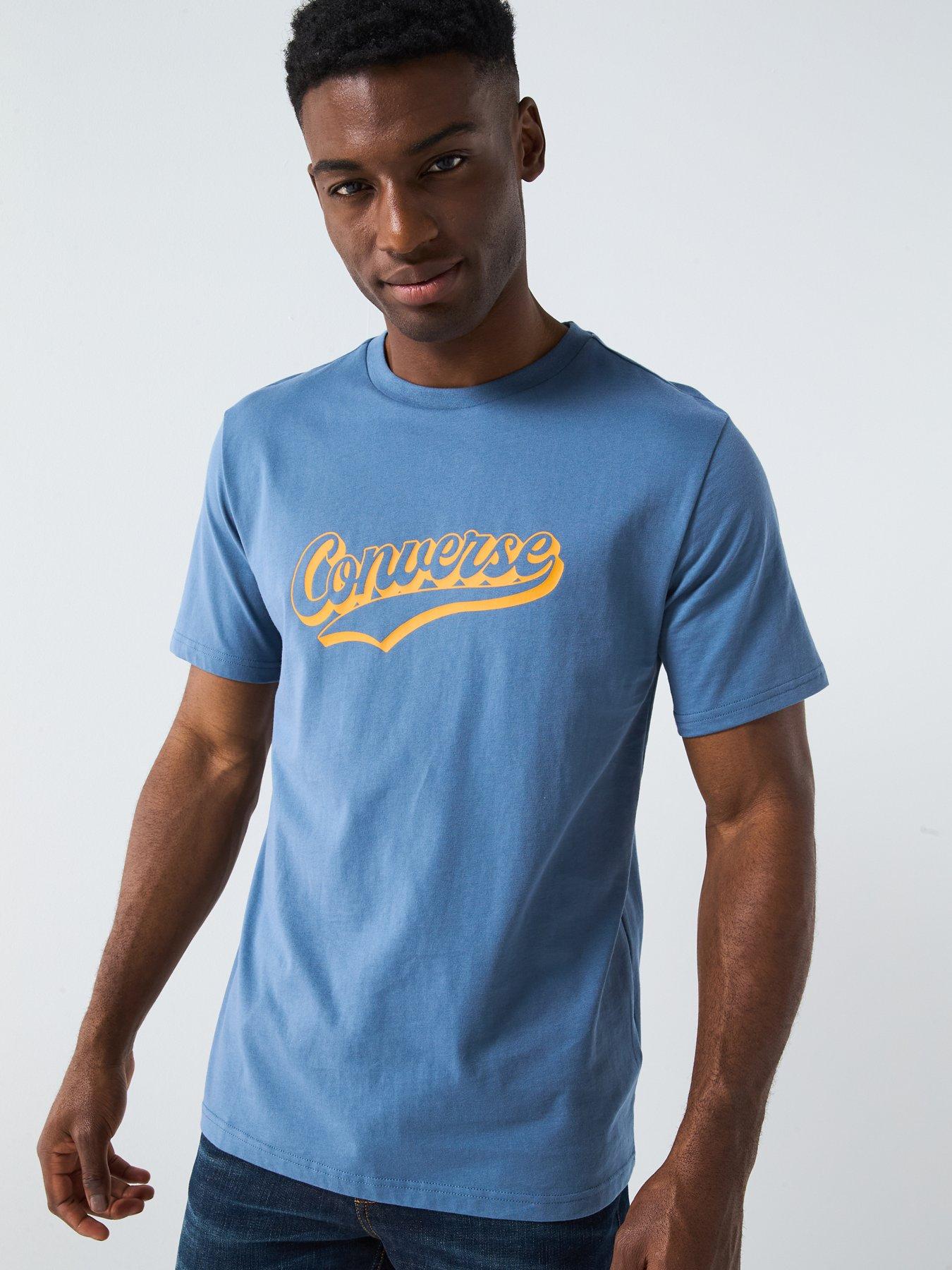  image of converse-mens-sport-script-t-shirt-blue-lakeside-blue