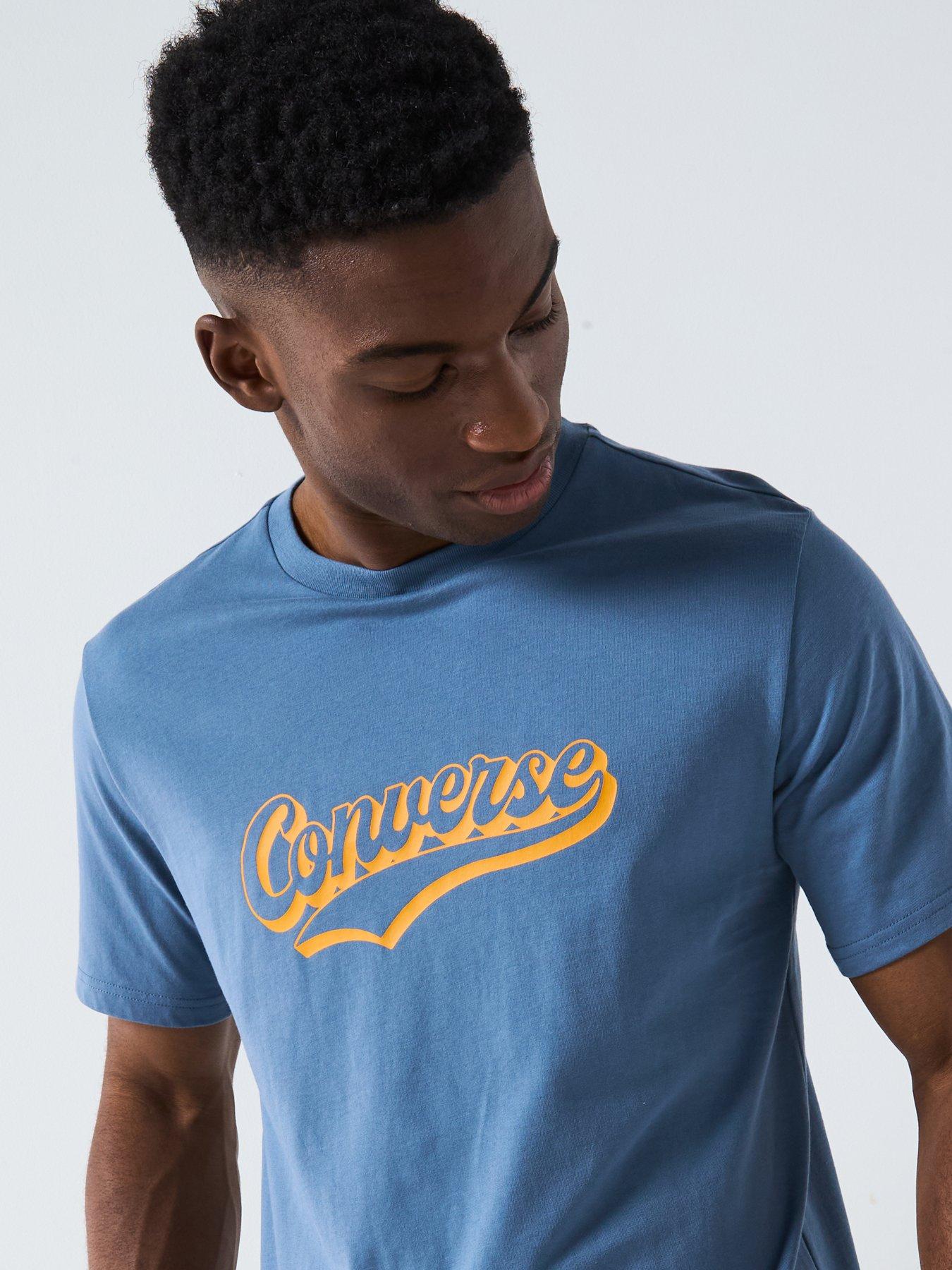  image of converse-mens-sport-script-t-shirt-blue-lakeside-blue