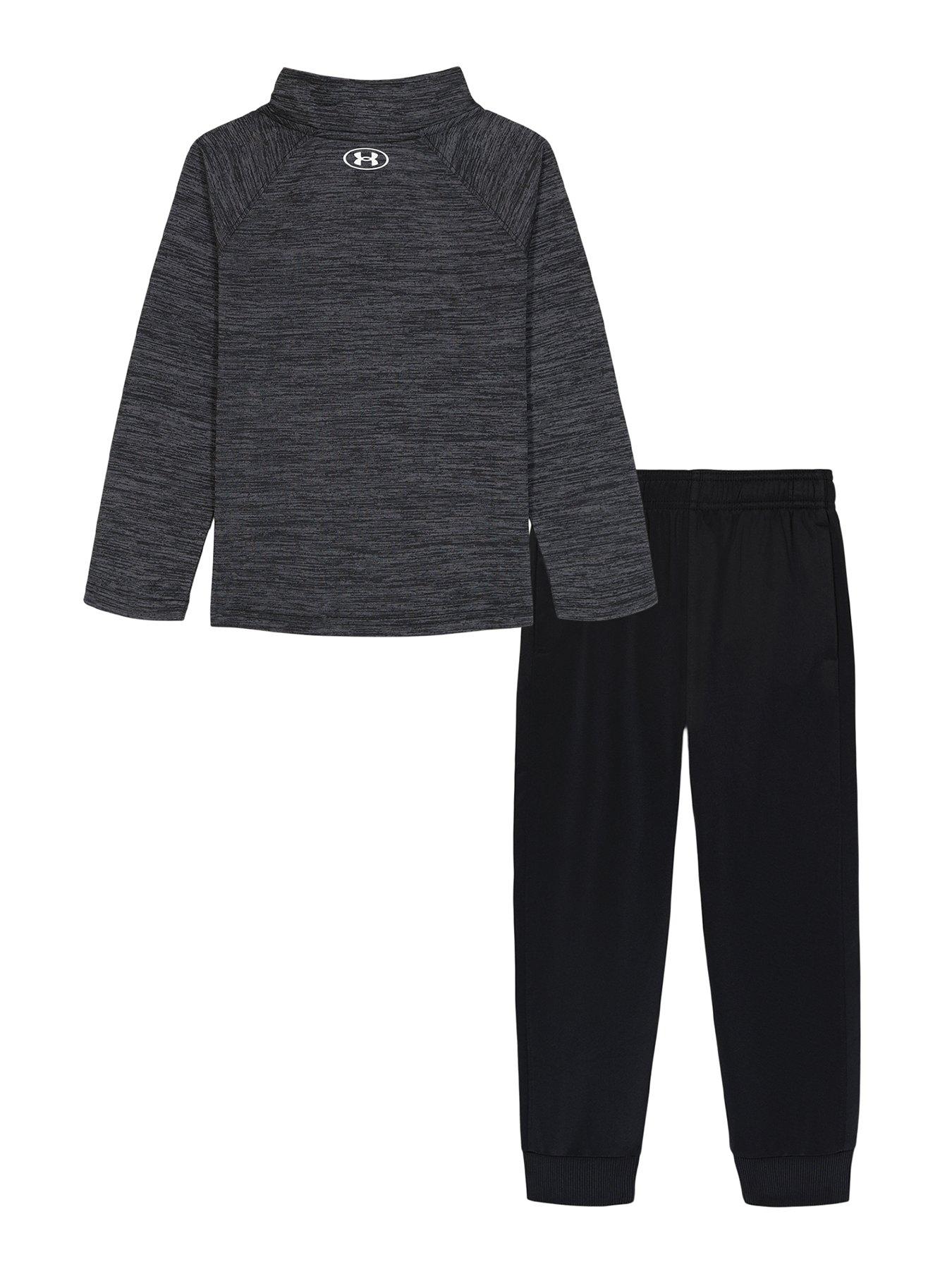 back image of under-armour-kids-boys-twist-14-zip-tech-set-castlerock-black
