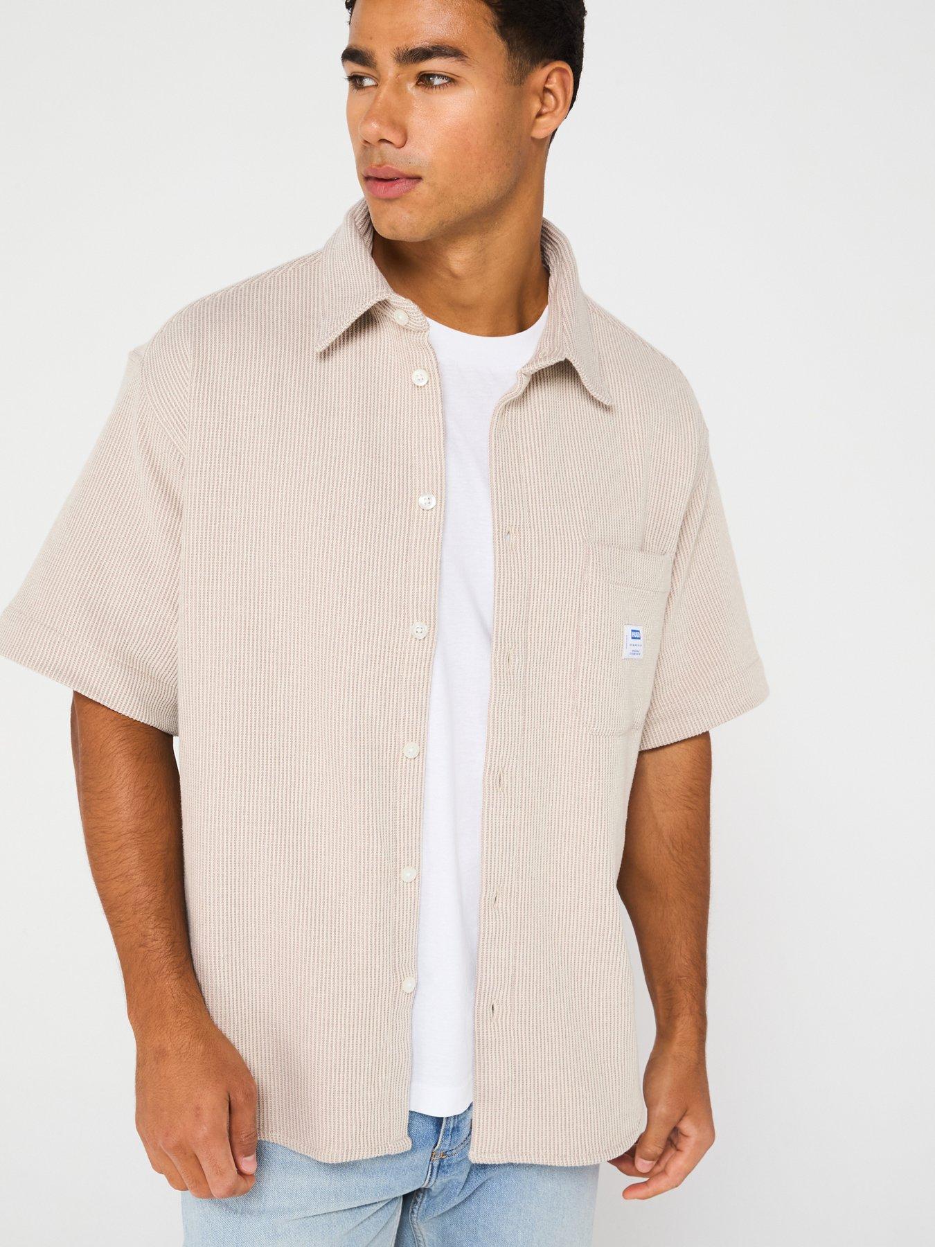 hugo-blue-ebronn-waffle-short-sleeve-shirt-light-beige