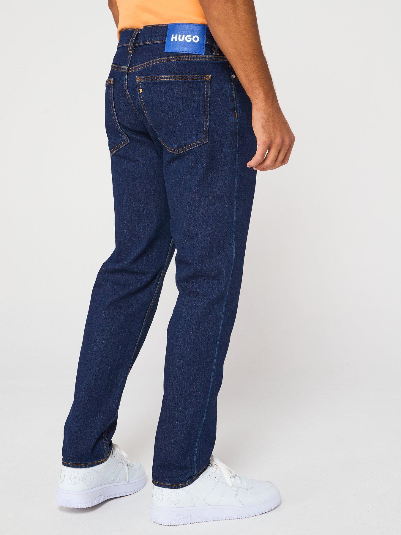  image of hugo-brody-tapered-fit-jeans-medium-blue