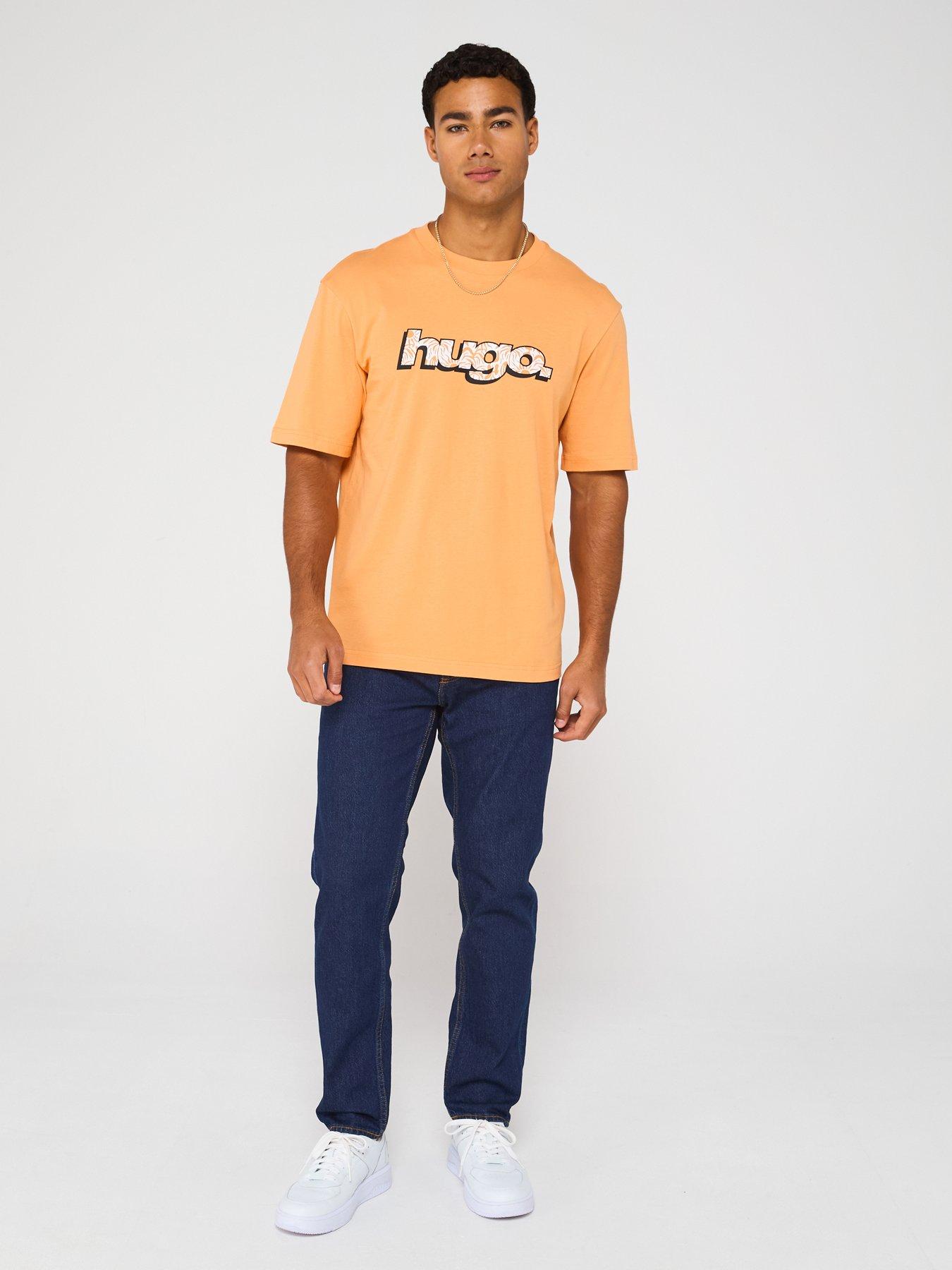  image of hugo-brody-tapered-fit-jeans-medium-blue