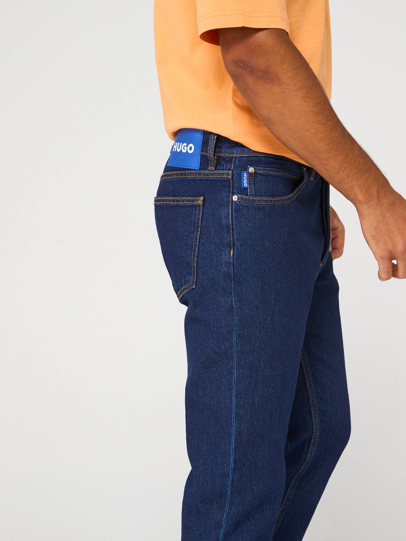  image of hugo-brody-tapered-fit-jeans-medium-blue
