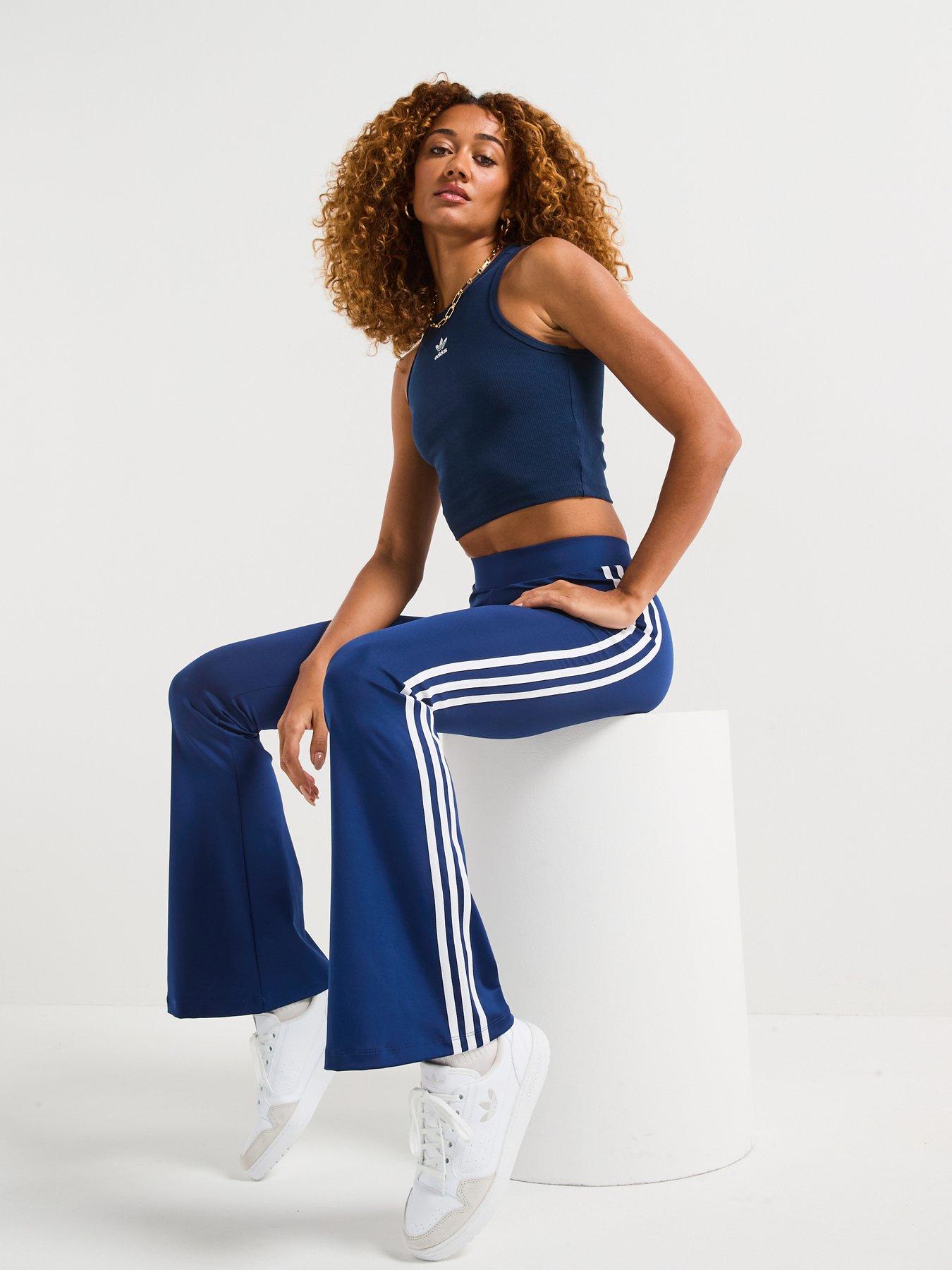 image of adidas-originals-womens-flared-leggings-blue
