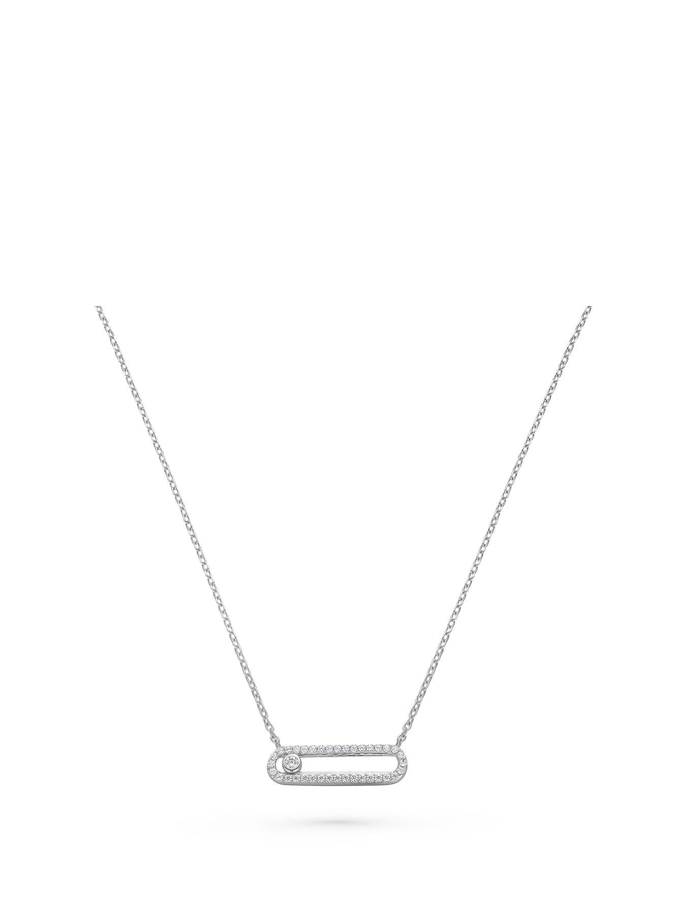  image of beaverbrooks-sterling-silver-cubic-zirconia-glide-necklet
