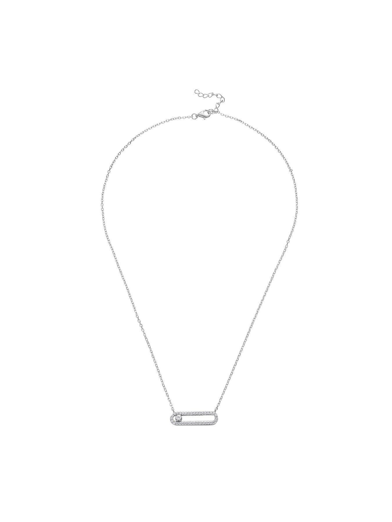  image of beaverbrooks-sterling-silver-cubic-zirconia-glide-necklet