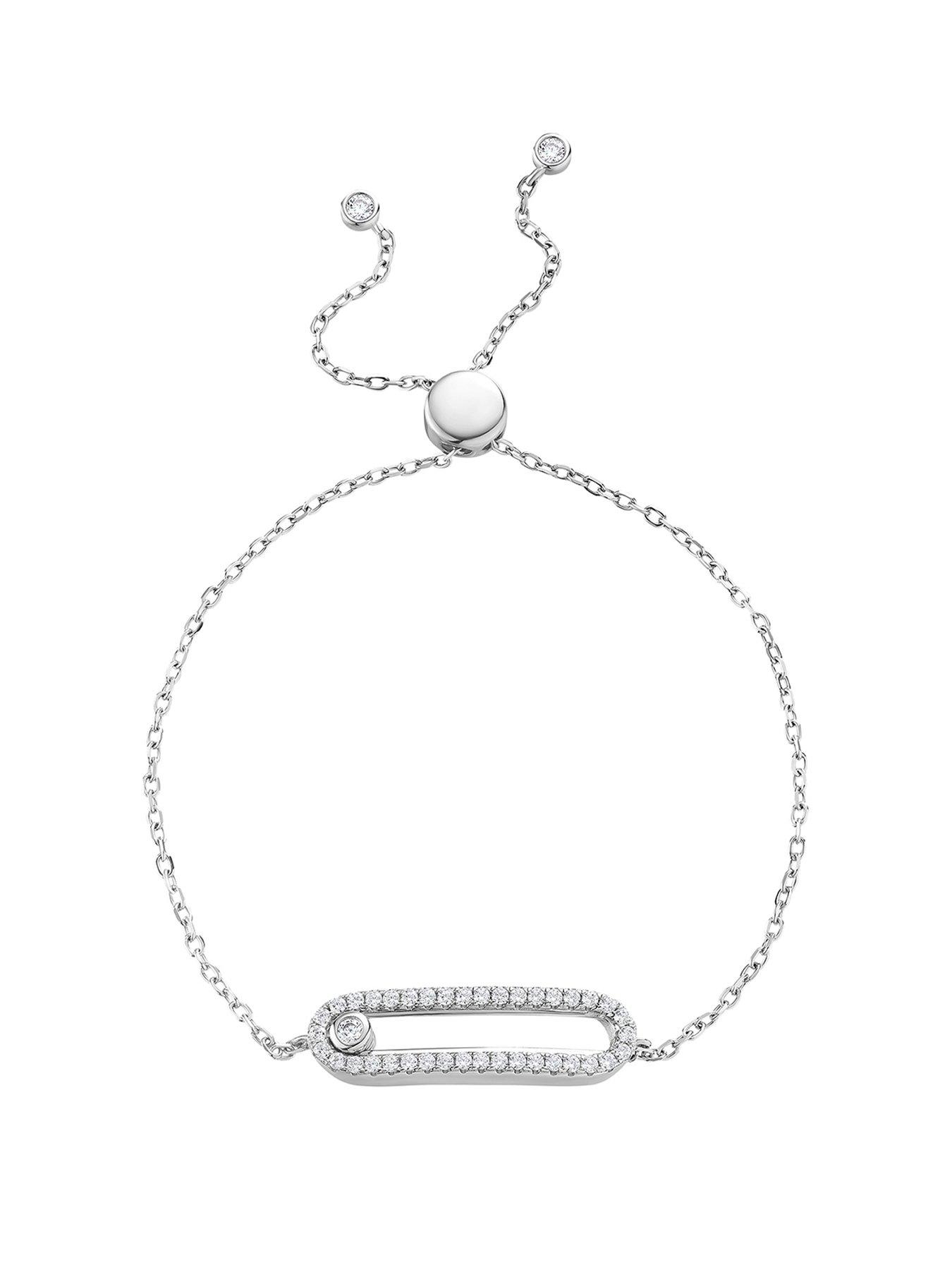 undefined Sterling Silver Cubic Zirconia Glide Bracelet