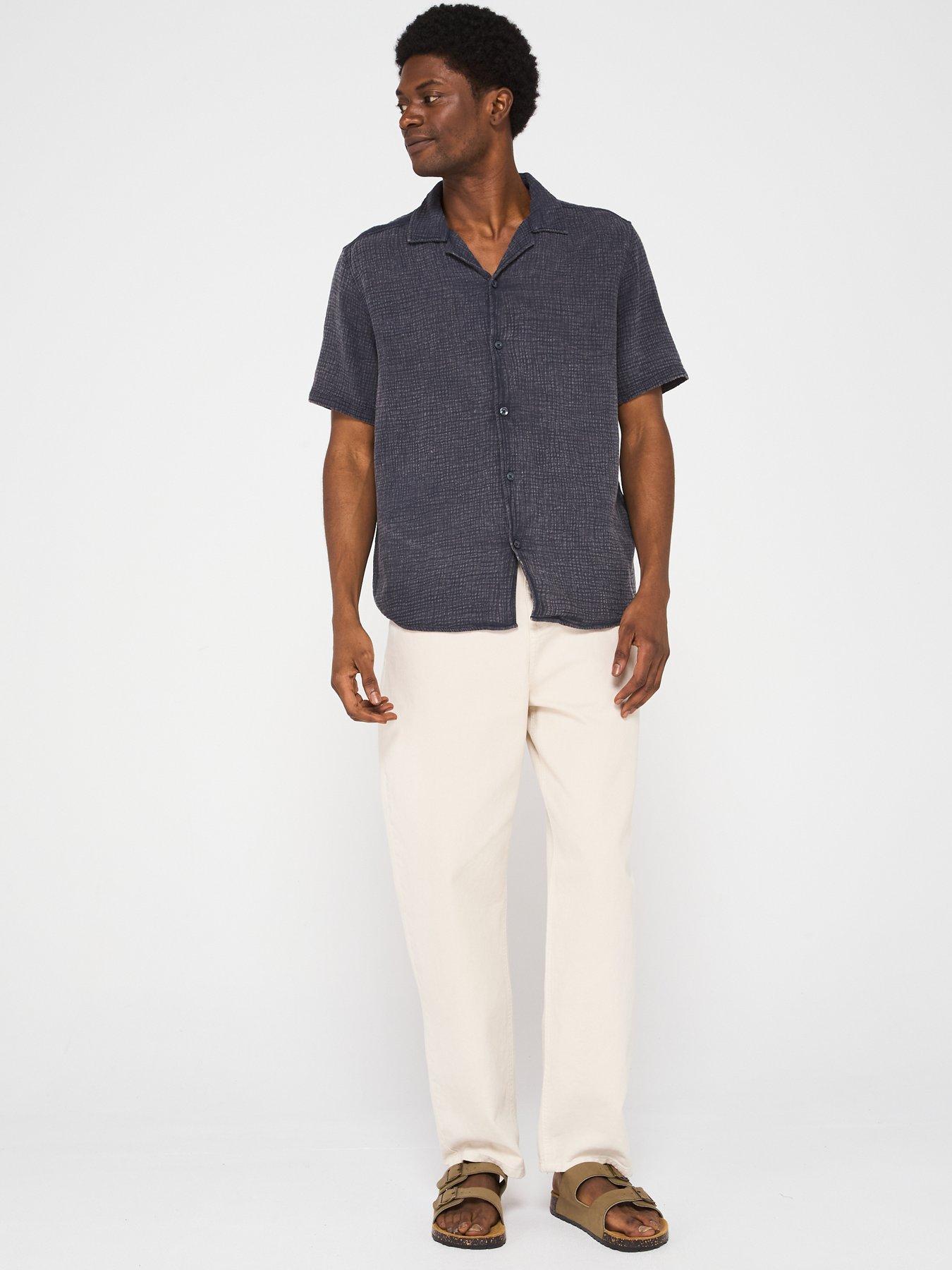 Image 3 of 4 of ONLY & SONS Only &amp; Sons Ralph Washed Short Sleeve Resort Shirt - Dark&nbsp;Navy