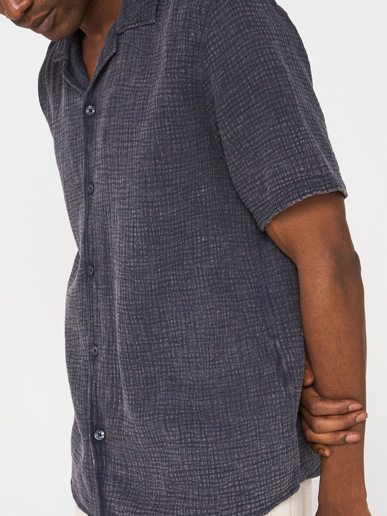 Image 4 of 4 of ONLY & SONS Only &amp; Sons Ralph Washed Short Sleeve Resort Shirt - Dark&nbsp;Navy