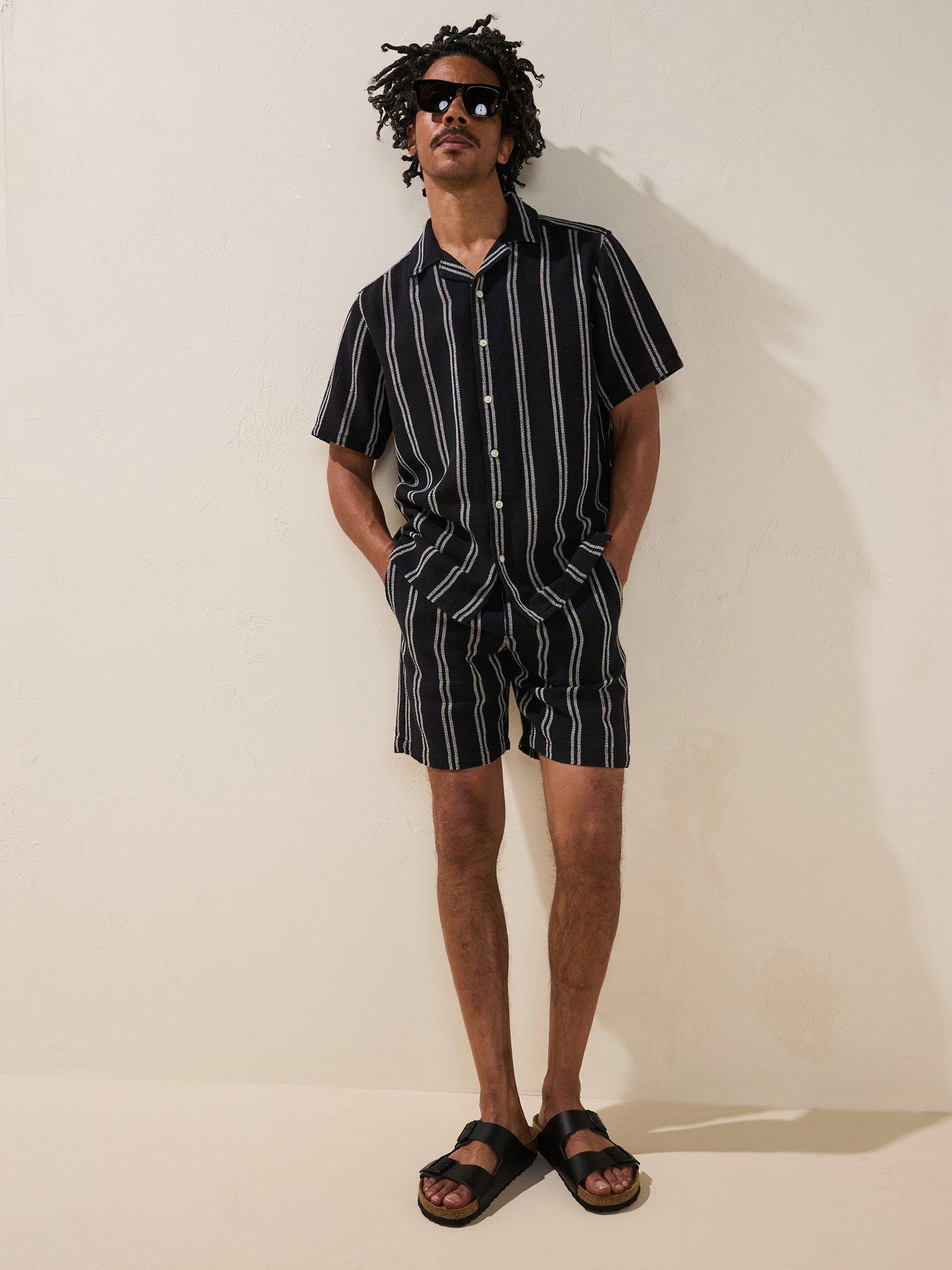 only-sons-trev-life-reg-struc-stripe-ss-shirt-darknbspnavy