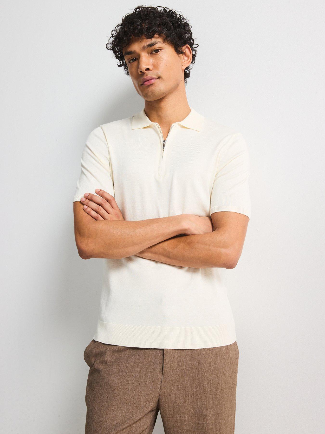 undefined Wyler Life Reg 14 Zip Knitted Polo - White
