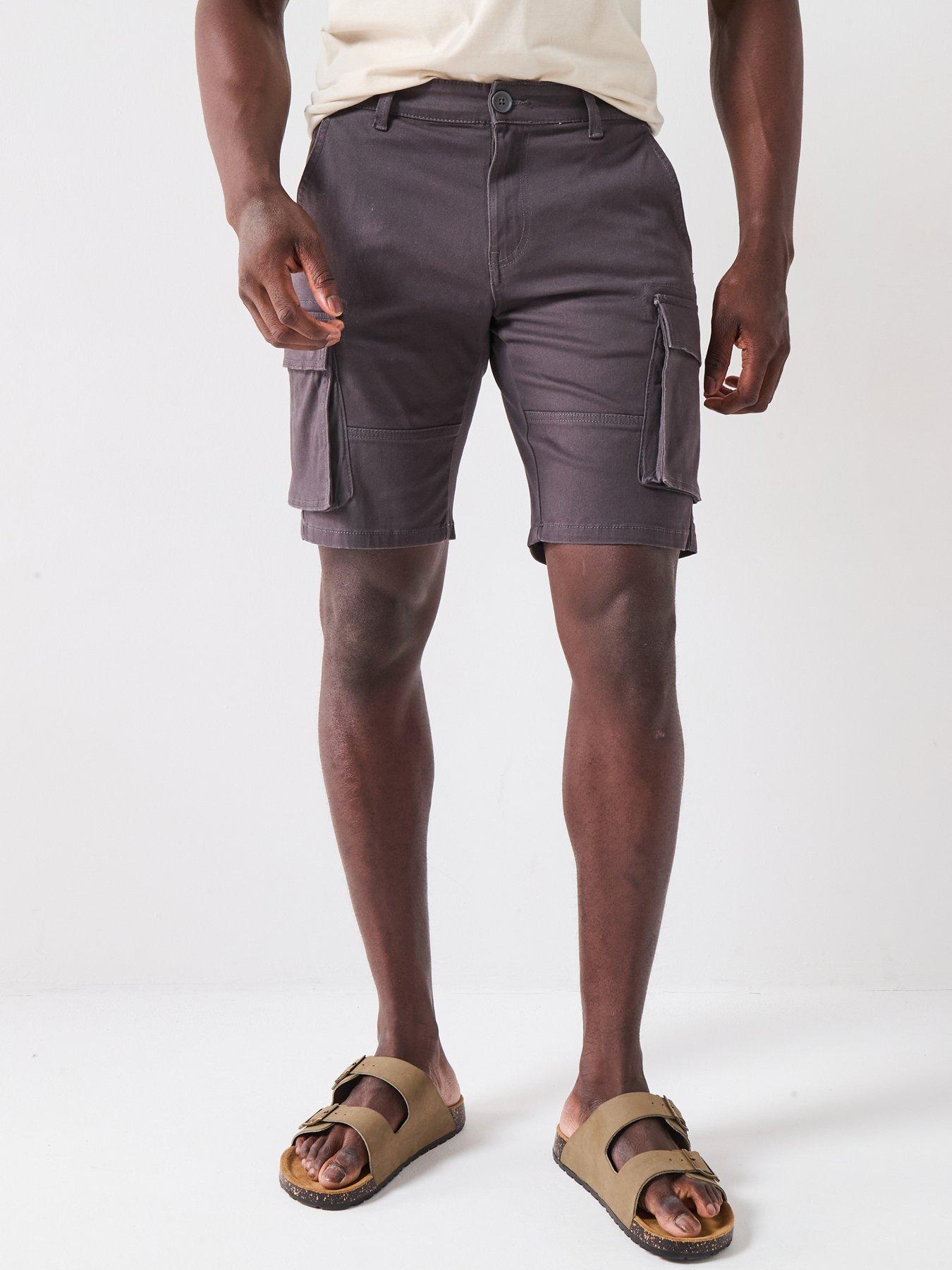 Image 1 of 5 of ONLY & SONS Cam Stage Regular Fit Cargo Shorts - Dark Grey