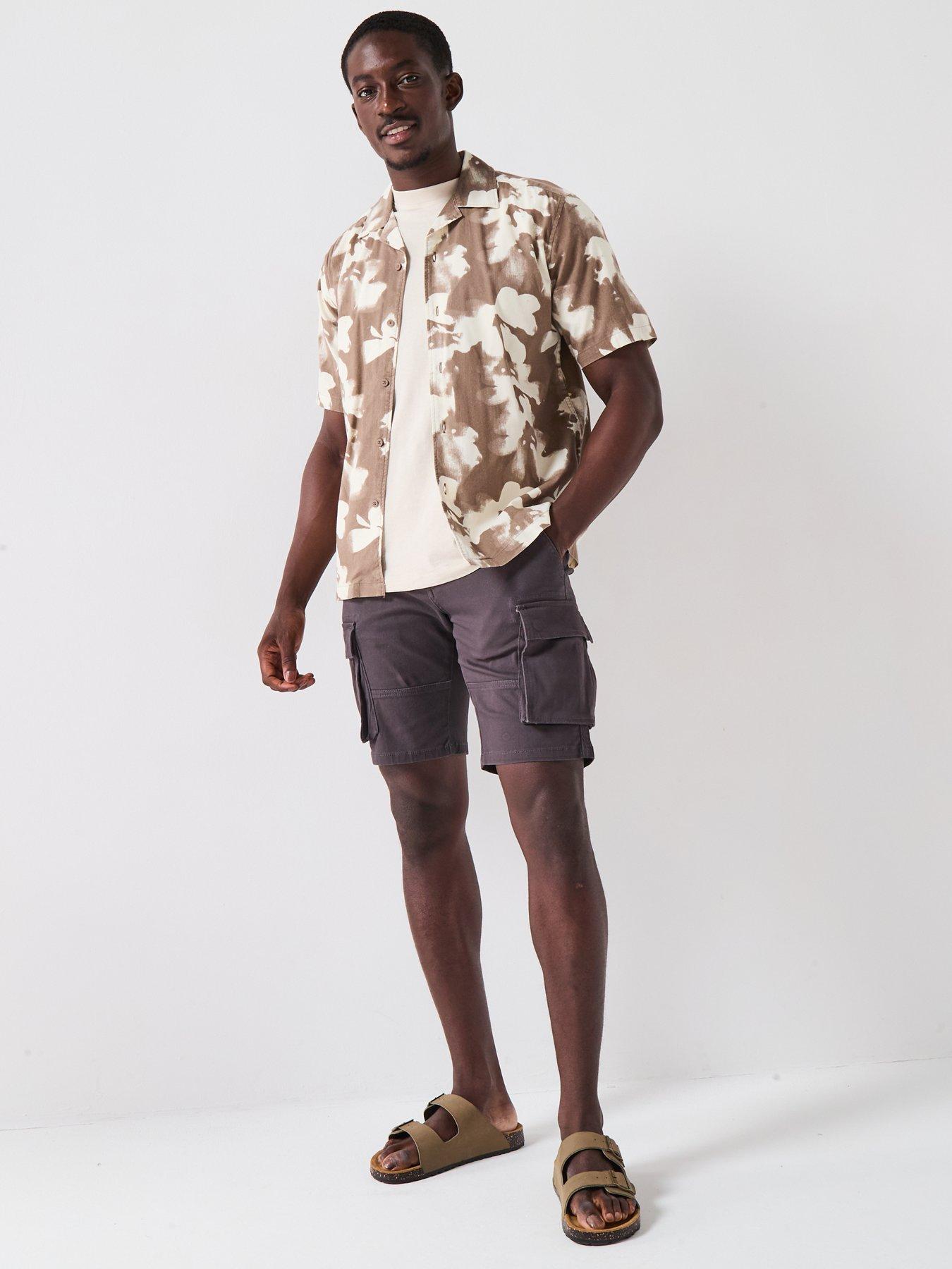 Image 3 of 5 of ONLY & SONS Cam Stage Regular Fit Cargo Shorts - Dark Grey