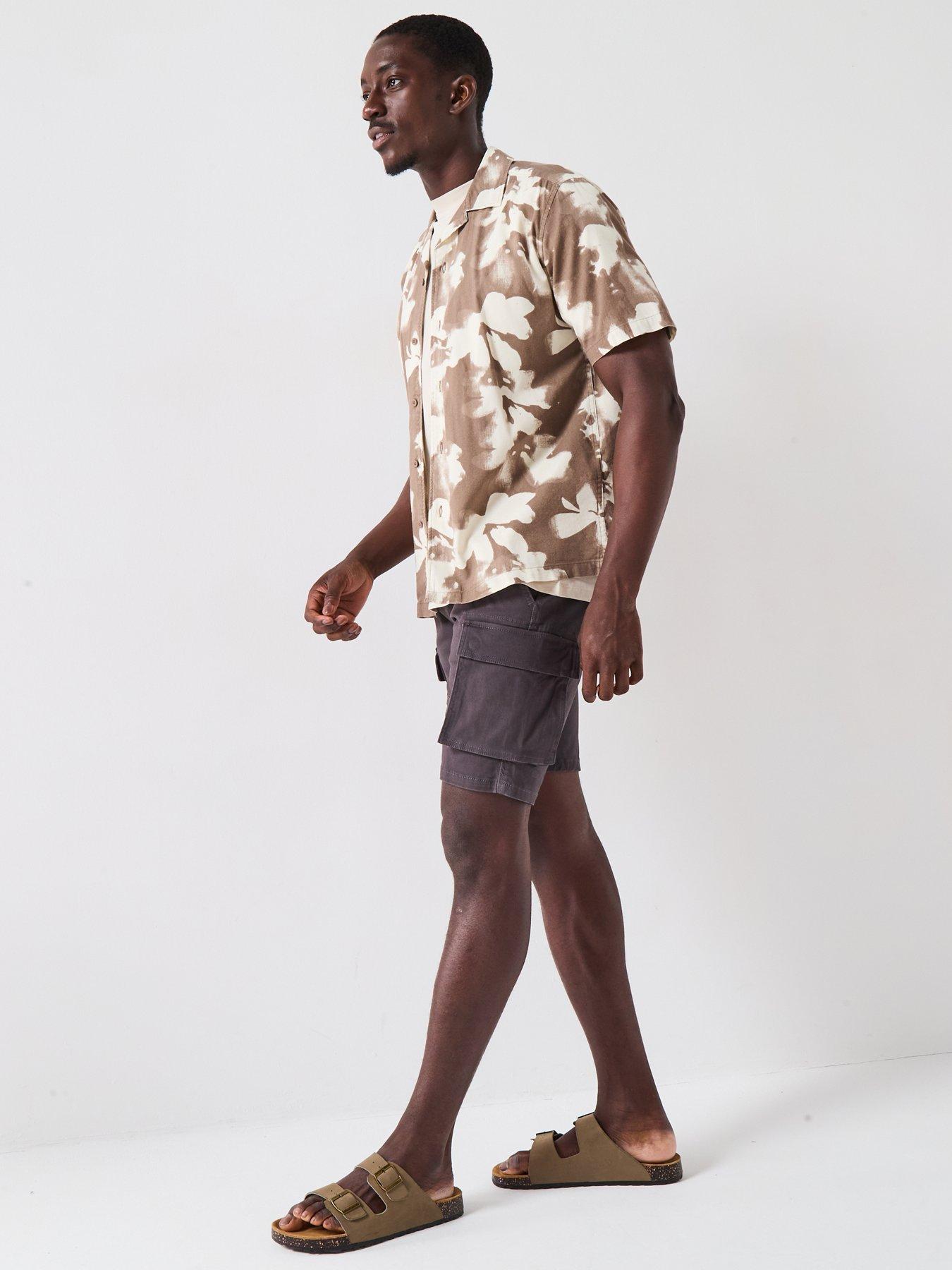 Image 4 of 5 of ONLY & SONS Cam Stage Regular Fit Cargo Shorts - Dark Grey