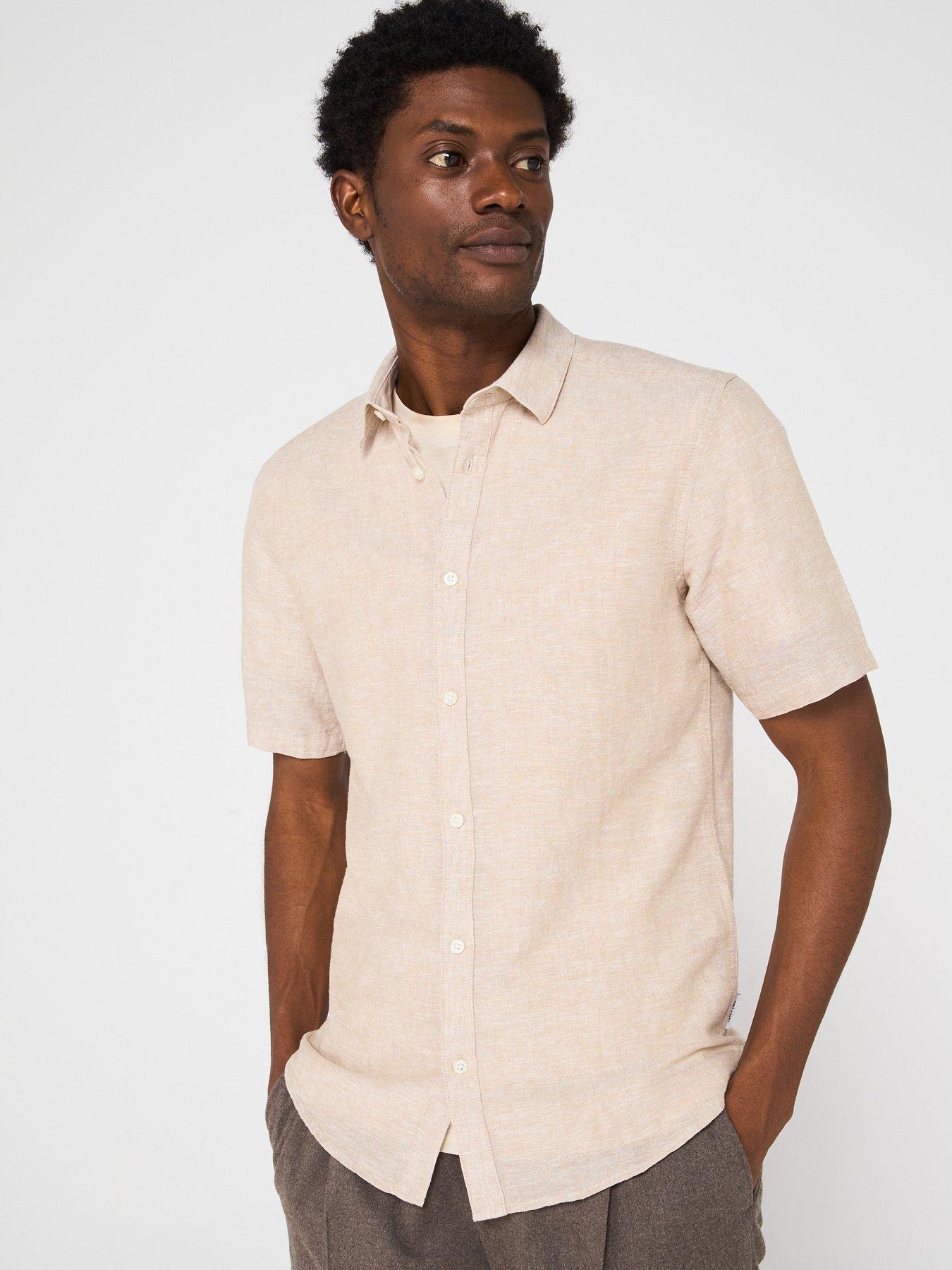 undefined Only  &  Sons Caiden Slim Fit Short Sleeve Linen Shirt