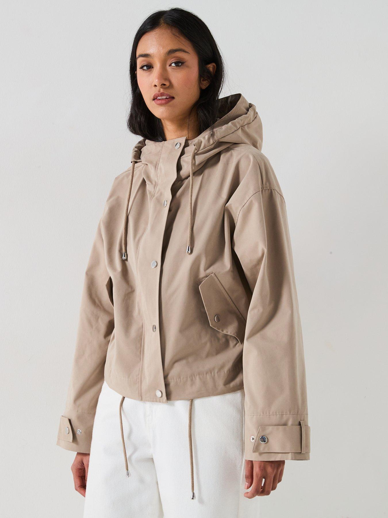  image of v-by-very-technical-hooded-short-jacket-stone