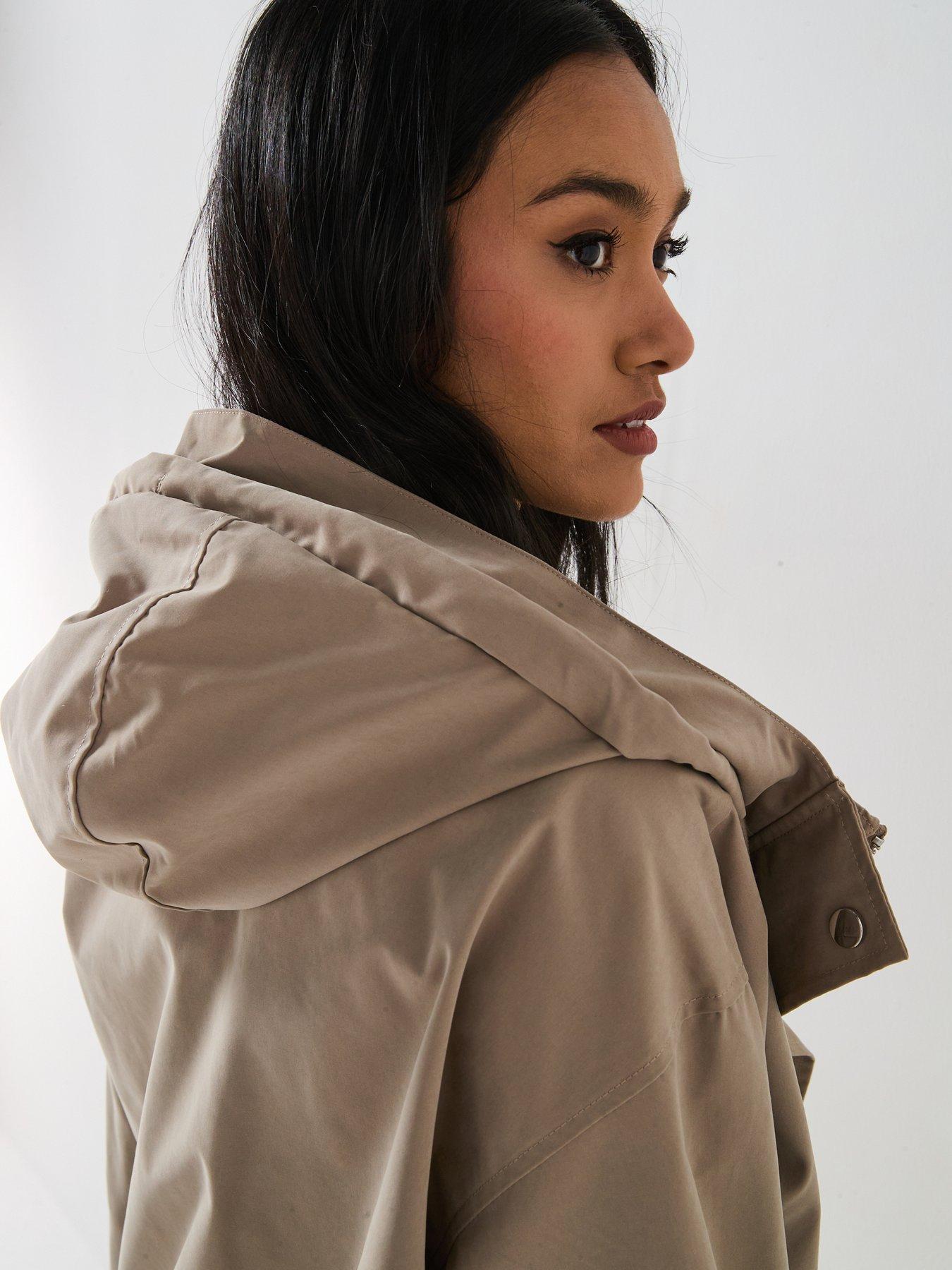  image of v-by-very-technical-hooded-short-jacket-stone