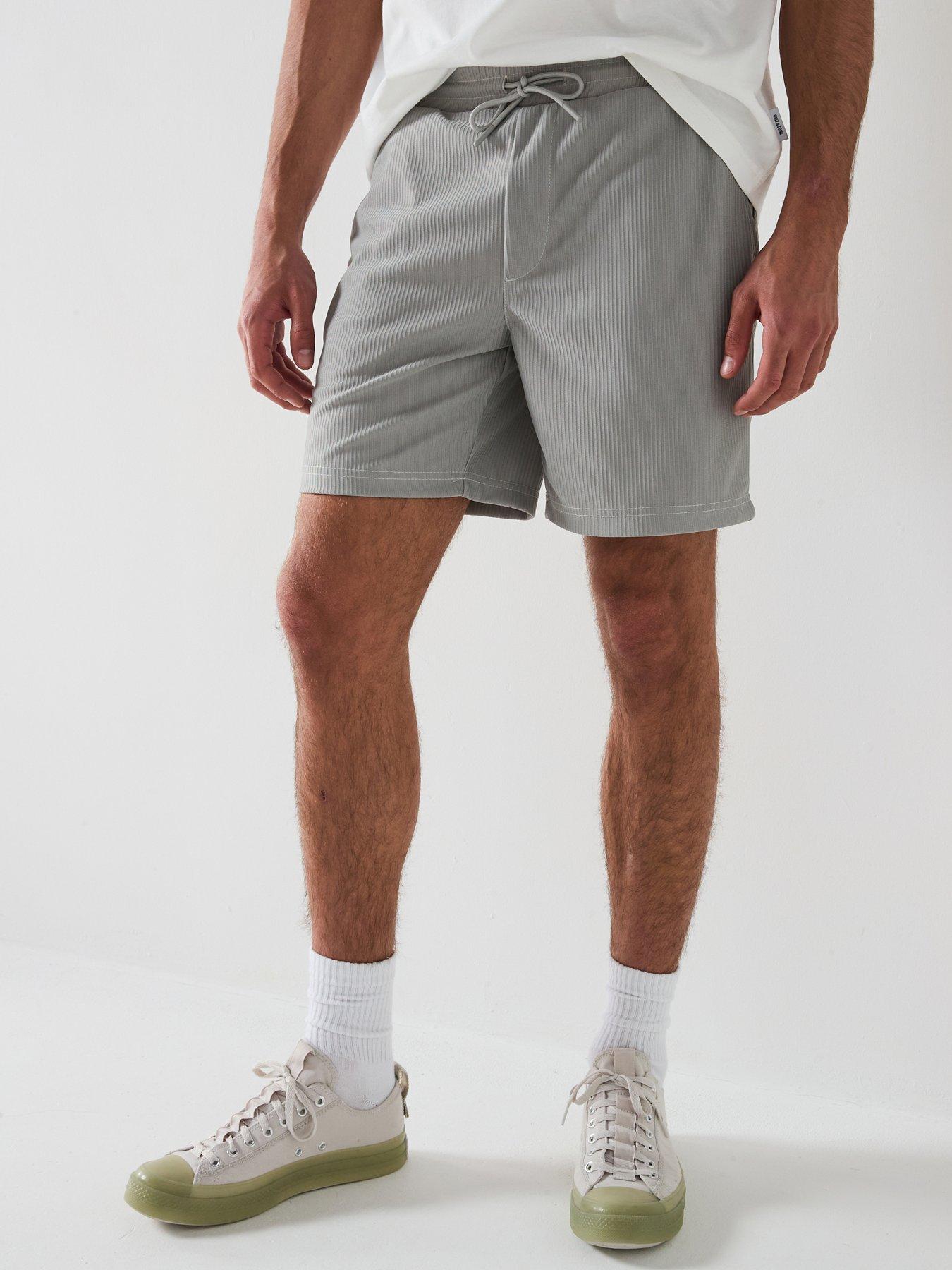 Image 1 of 6 of ONLY & SONS Only &amp; Sons Tel Life Plizze Shorts - Grey