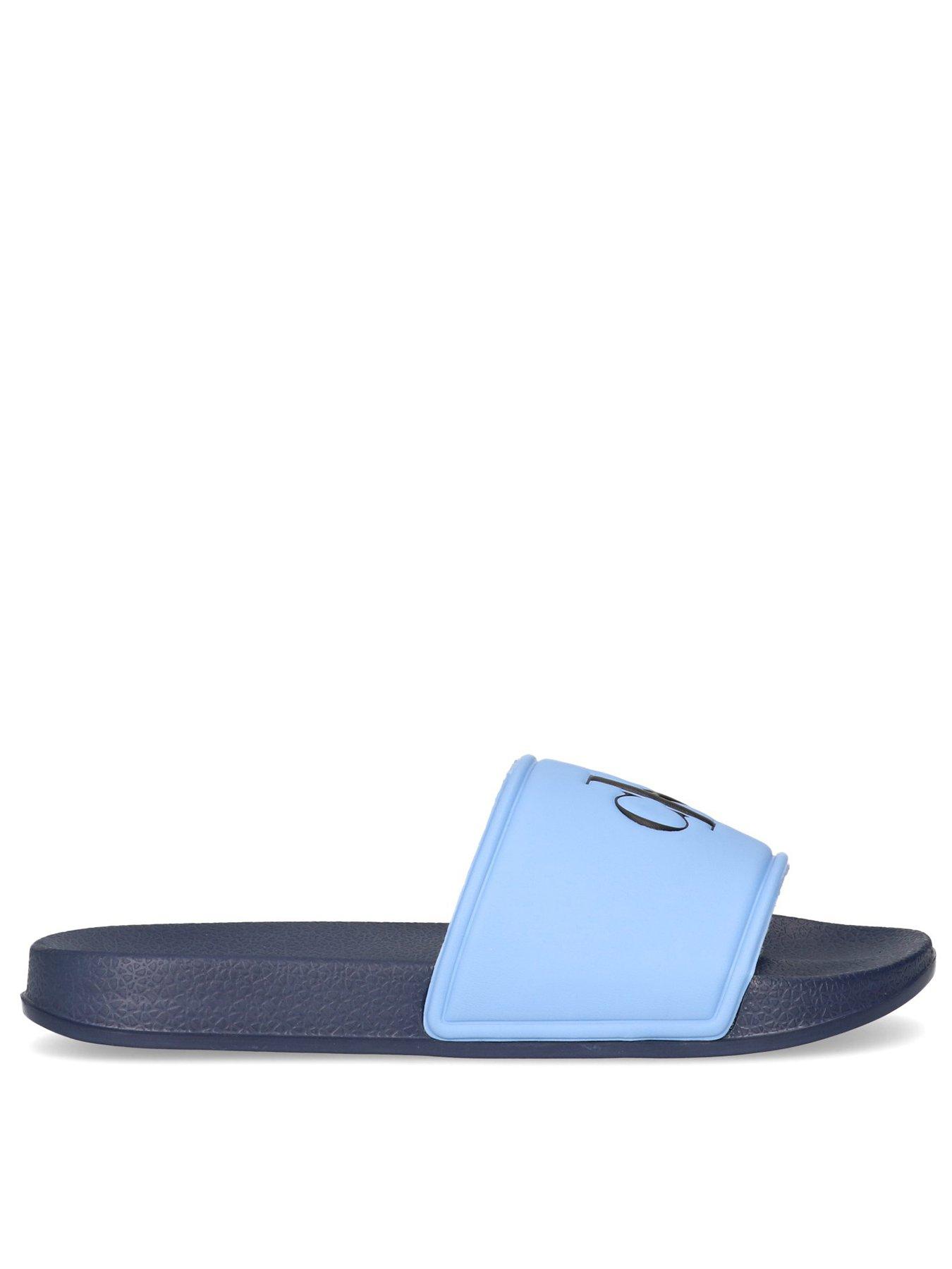 calvin-klein-jeans-kids-logo-print-pool-sliders-blue