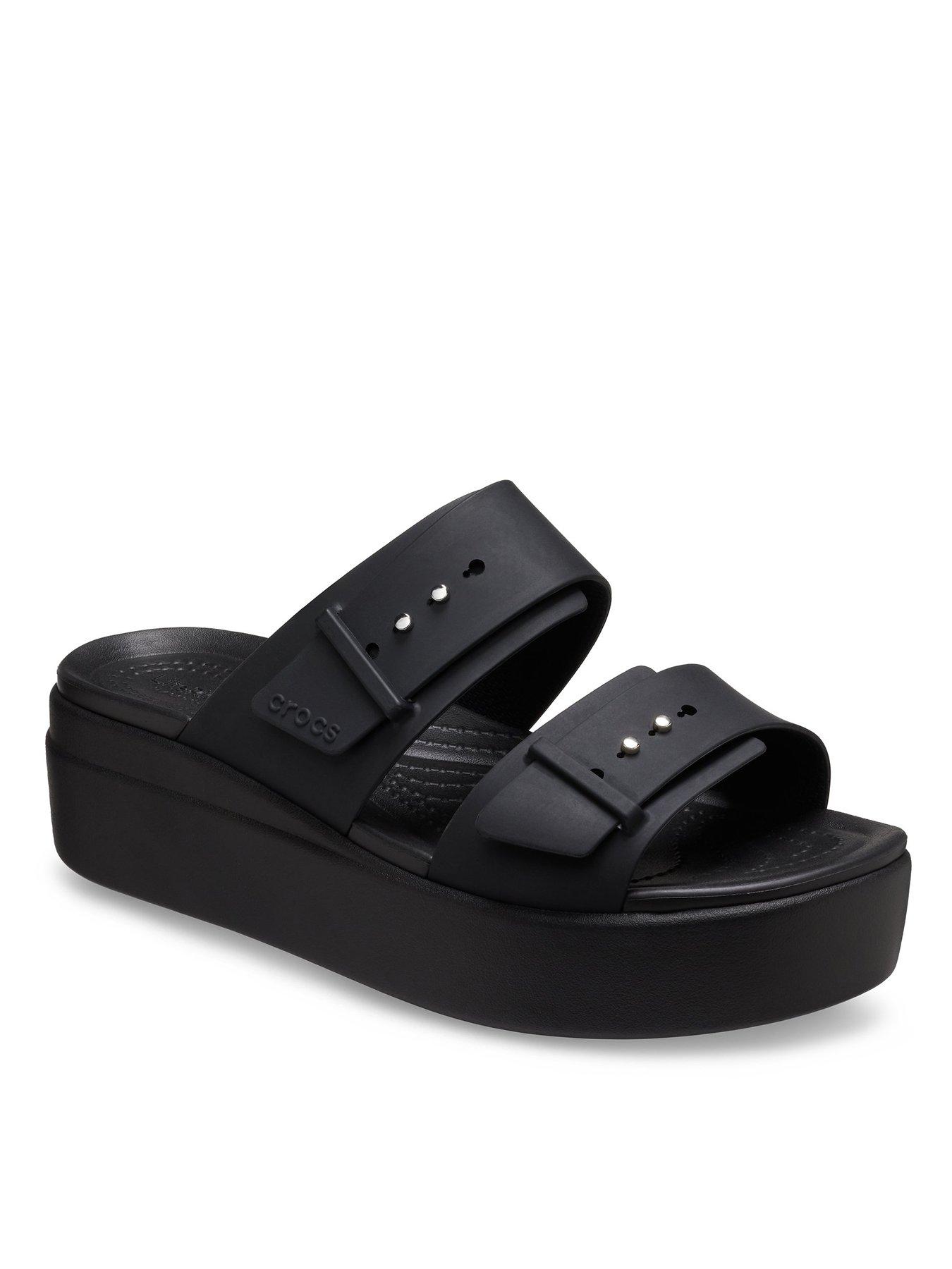 Crocs Brooklyn Buckle Low Wedge- Black Littlewoods