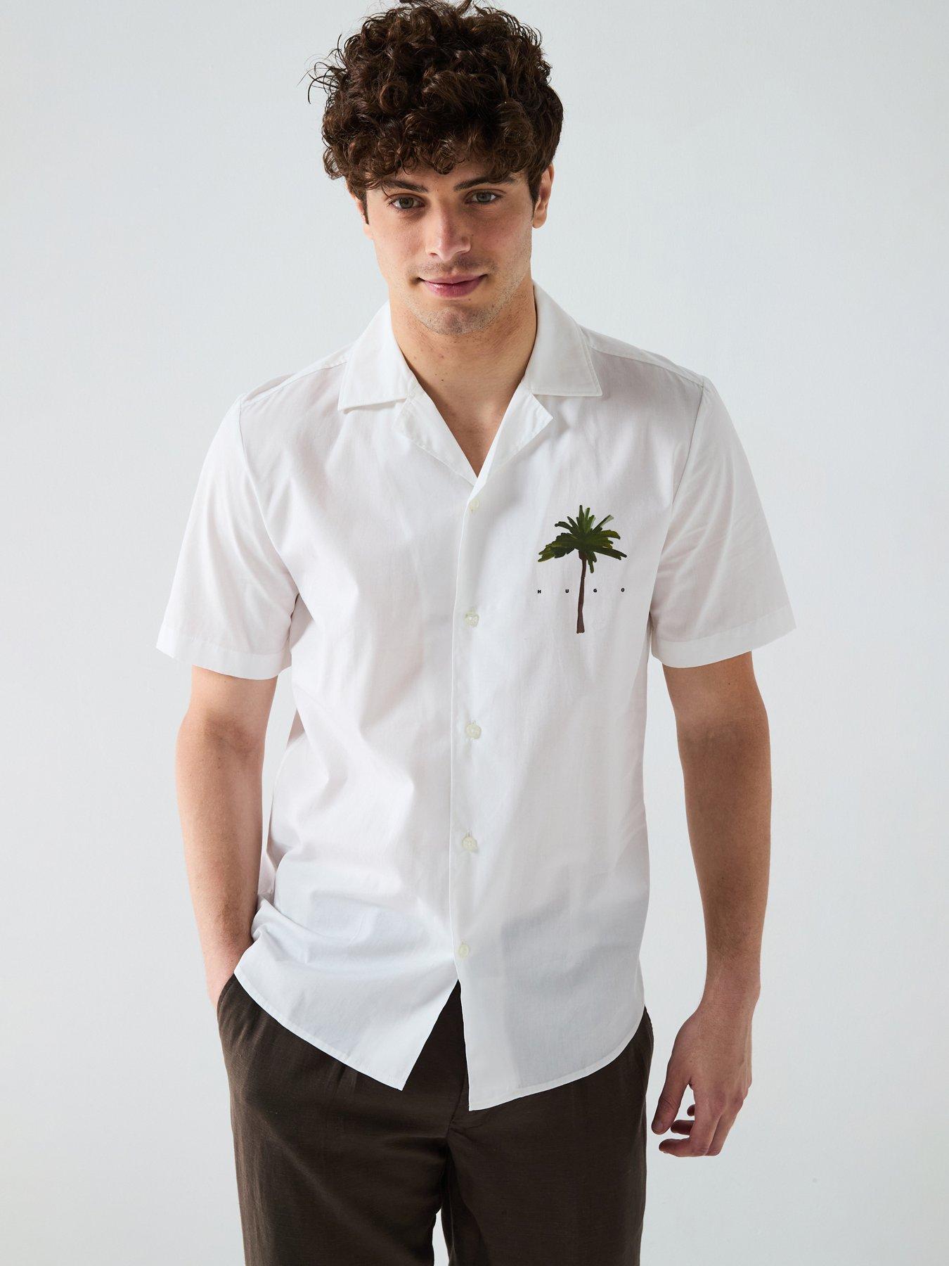 stillFront image of hugo-ellino-palm-tree-back-print-short-sleeve-shirt