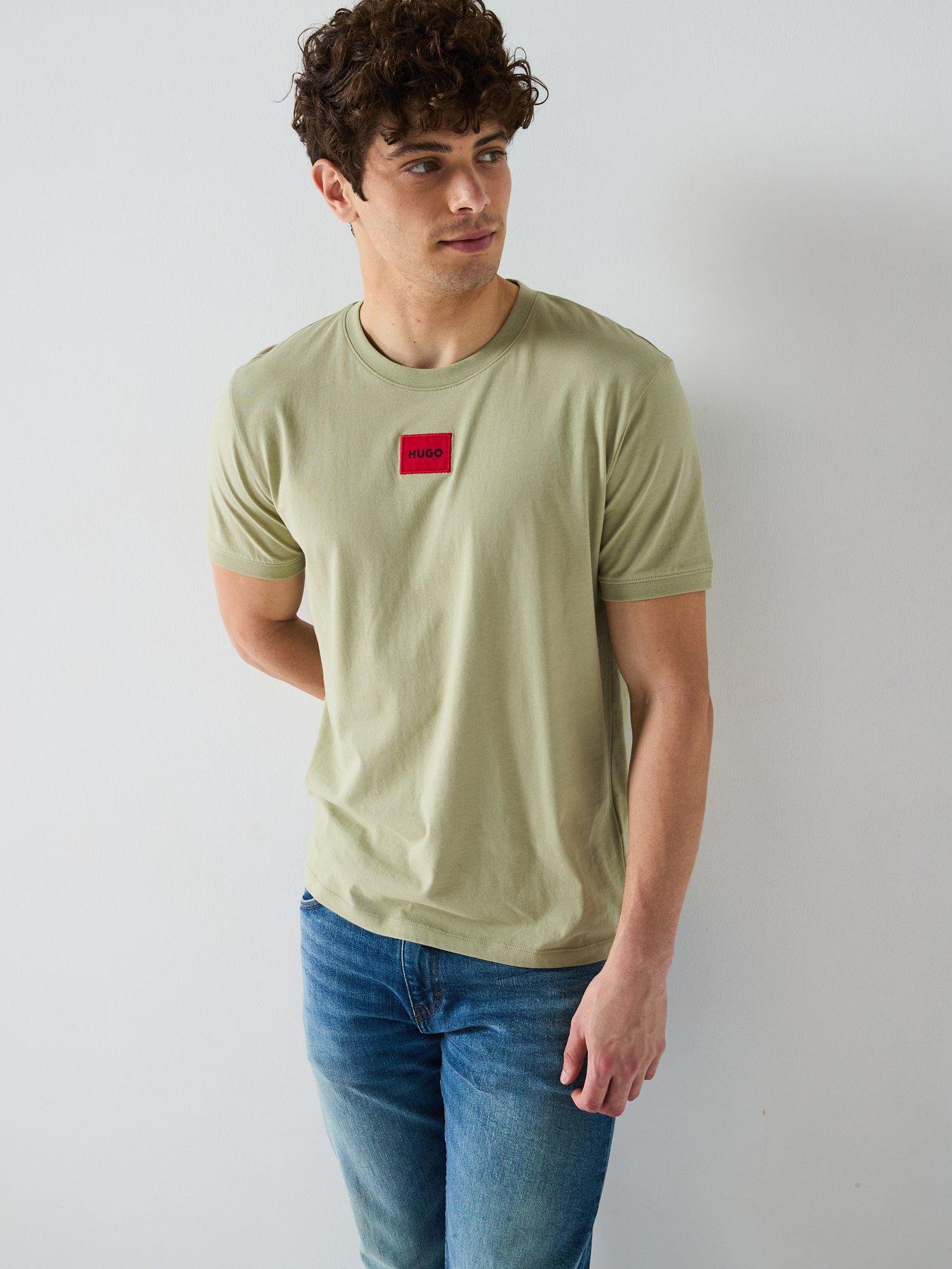 front image of hugo-diragolino-red-patch-logo-t-shirt-green-open-green