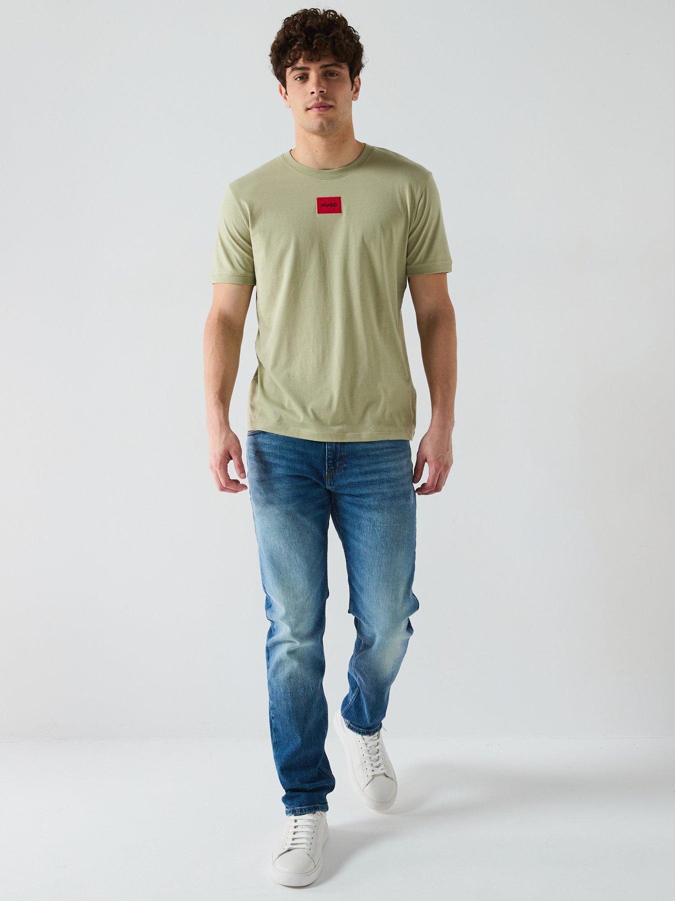  image of hugo-diragolino-red-patch-logo-t-shirt-green-open-green