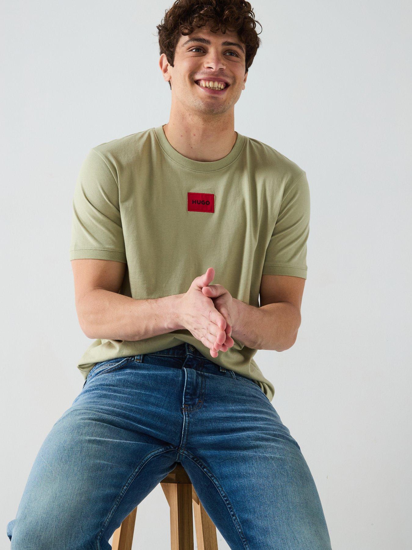  image of hugo-diragolino-red-patch-logo-t-shirt-green-open-green