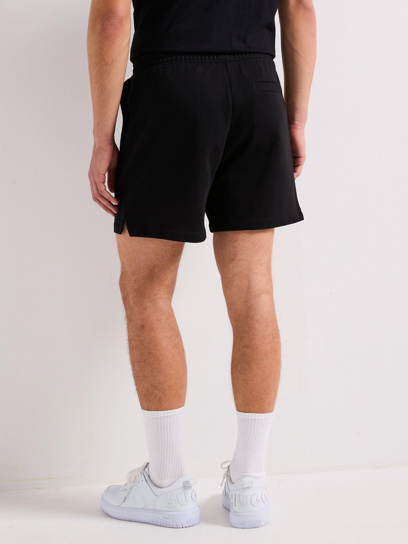  image of hugo-dulasho-relaxed-contrast-logo-jersey-shorts-black