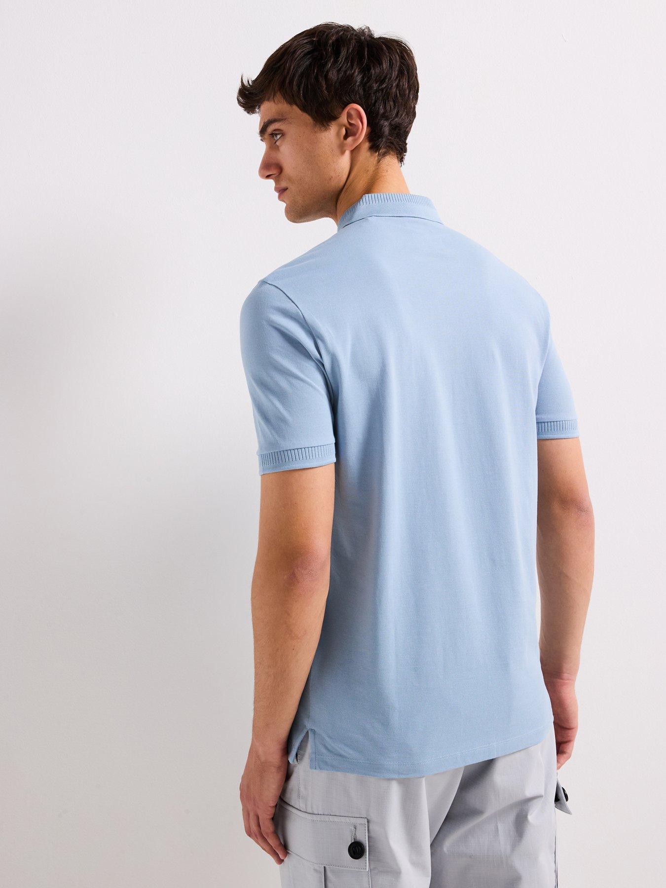  image of hugo-dereso232-slim-fit-left-chest-patch-logo-polo-shirt-blue