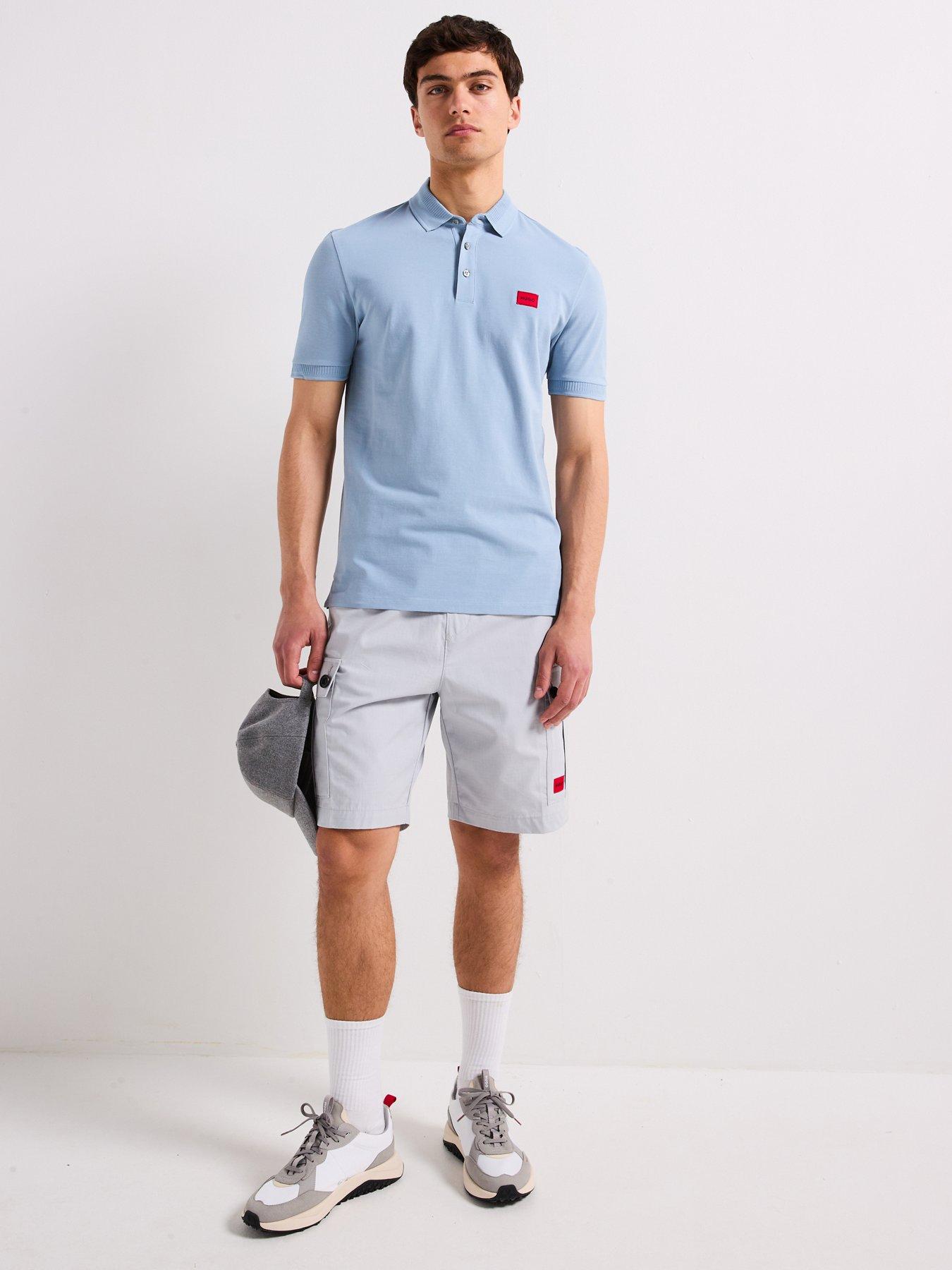  image of hugo-dereso232-slim-fit-left-chest-patch-logo-polo-shirt-blue