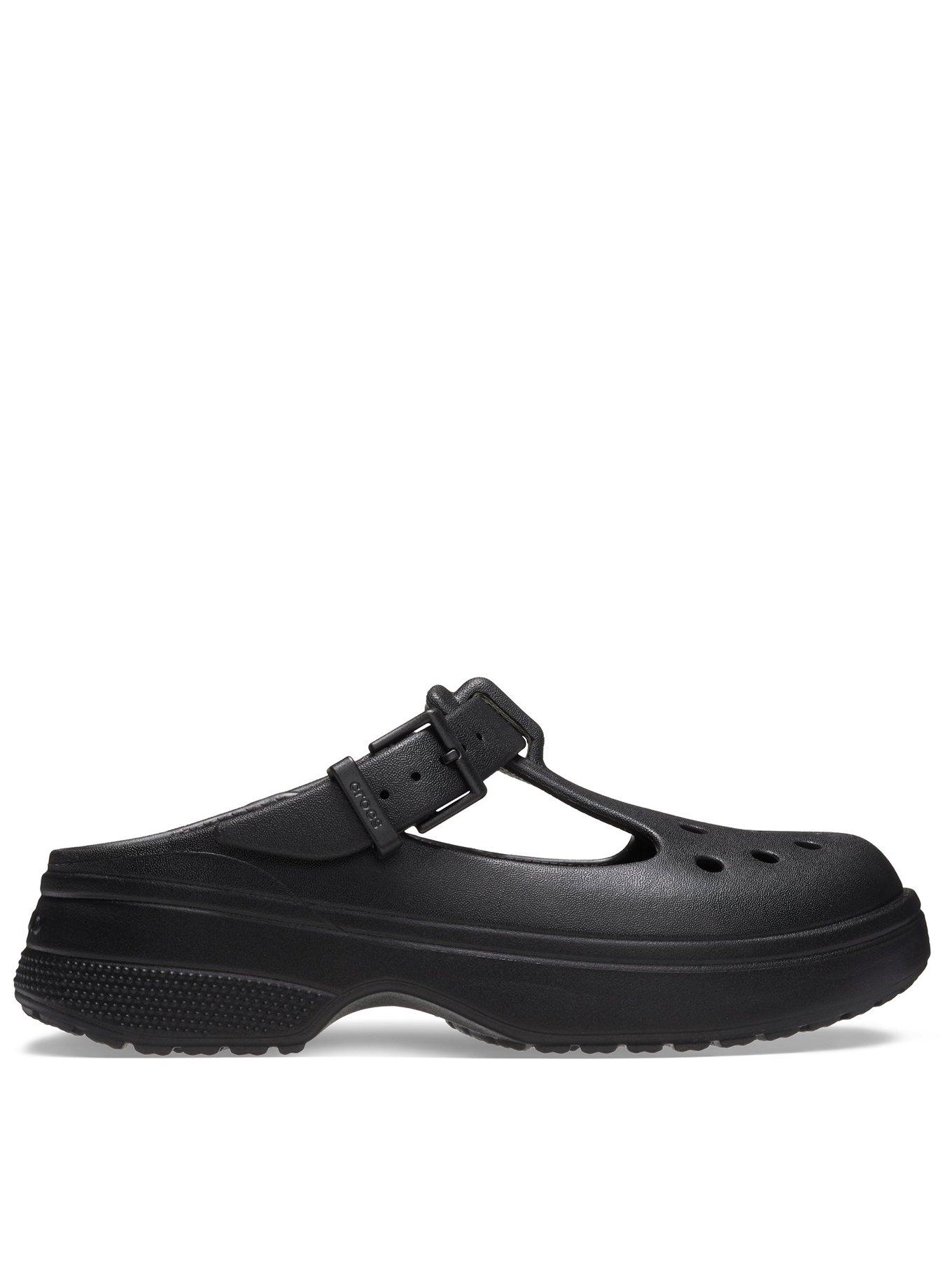 front image of crocs-classic-mary-jane-clog-black
